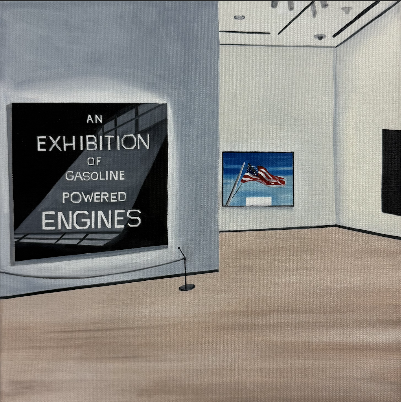 "Ruscha / MoMA" (2025). Oil on canvas. 12 x 12 inches. Made for the ICA LA benefit art sale INCOGNITO. SOLD.