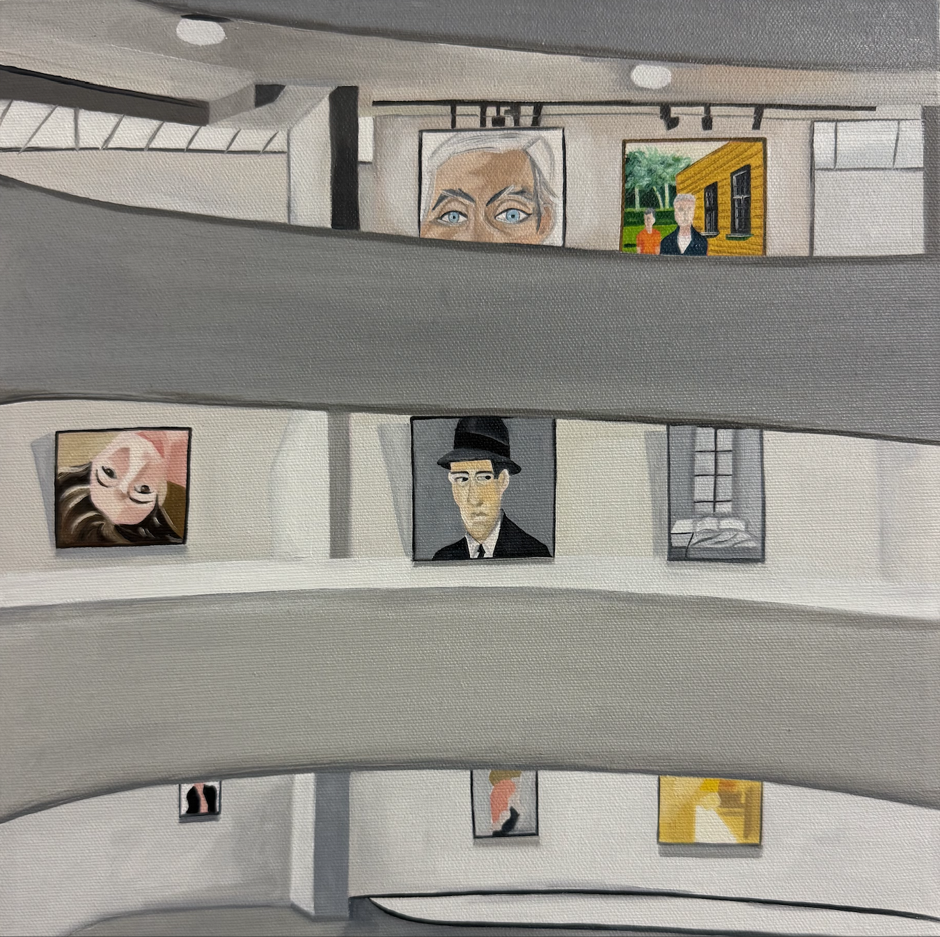 "Alex Katz: Gathering / Guggenheim" (2025). Oil on canvas. 12 x 12 inches.