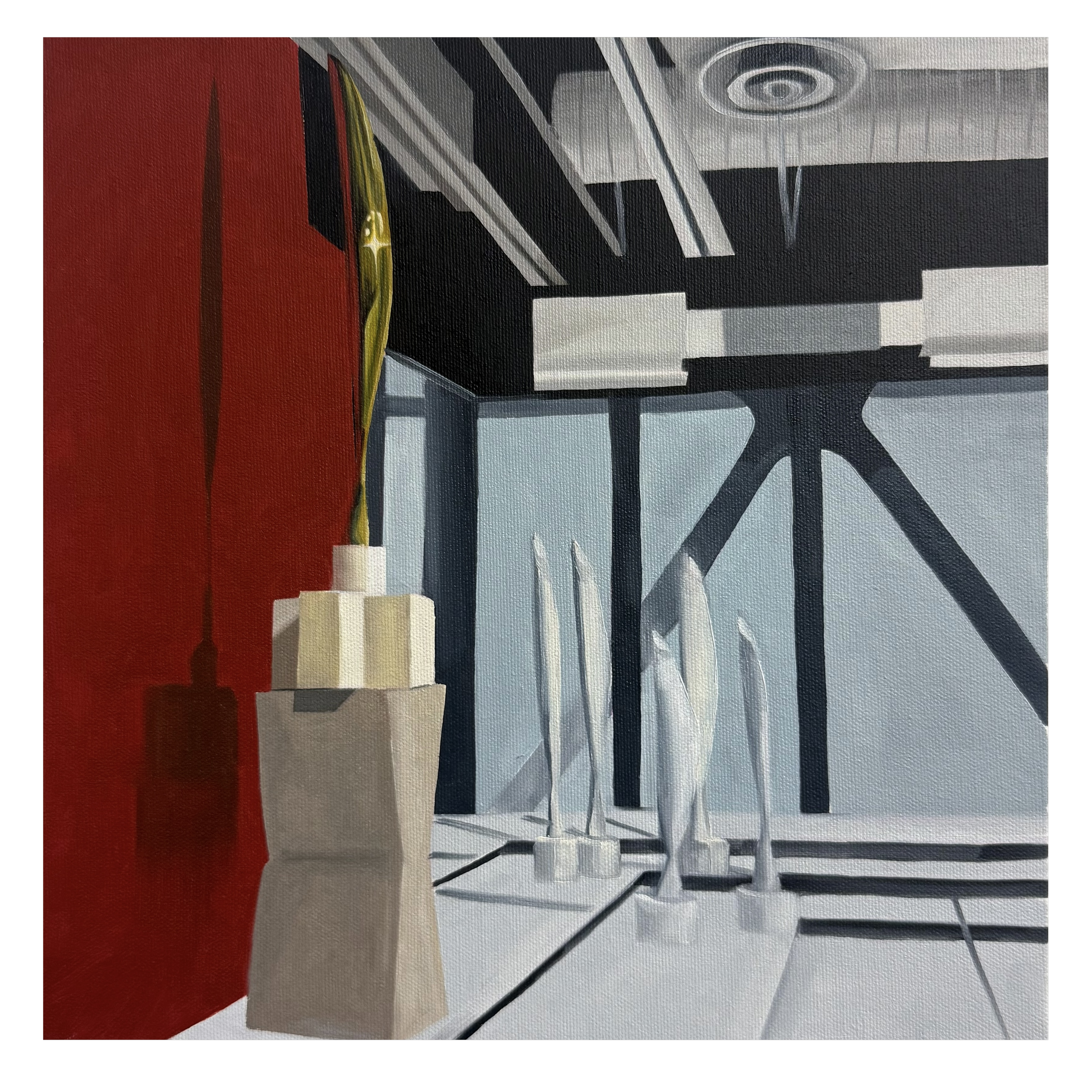 "Brancusi Pompidou" (2025). Oil on canvas. 12 x 12 inches.