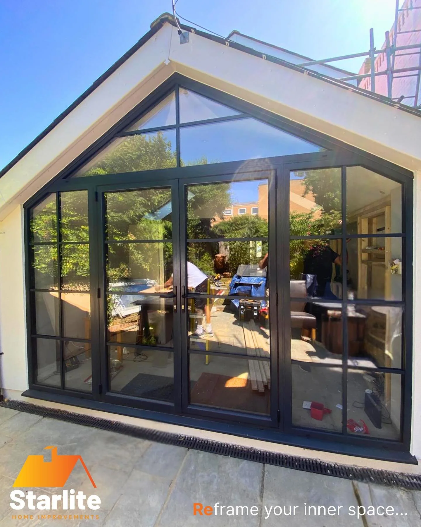 ✨ Rear transformation in Whitstable, Kent

We installed Korniche aluminium French doors with side panels, toplight, astragal bars &amp; black furniture &mdash; all in anthracite grey inside and out.

✅ Striking appearance
✅ Energy-efficient
✅ Happy h