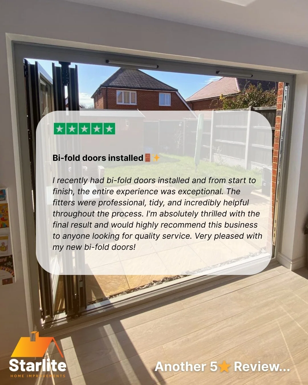 ⭐️⭐️⭐️⭐️⭐️
✨ “Thrilled with the final result!” ✨
This Herne Bay customer is over the moon with their new bi-fold doors — and it’s easy to see why 😍
Smooth, professional installation ✔️
Friendly, tidy fitters ✔️
A brighter,