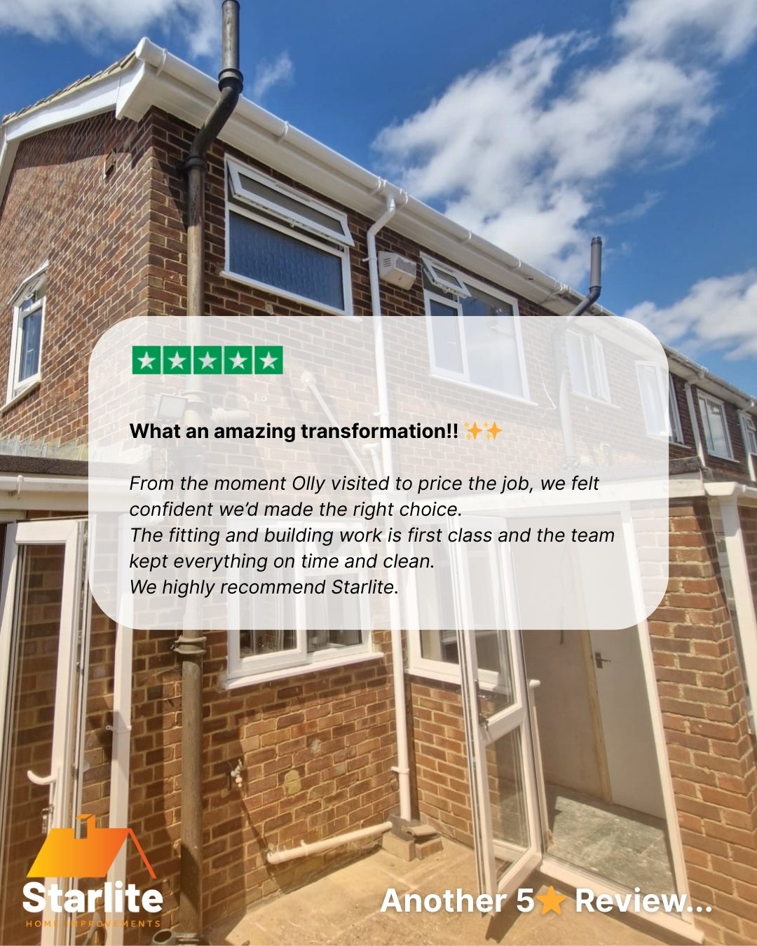 ⭐️⭐️⭐️⭐️⭐️
 ✨&ldquo;What an amazing transformation!!&rdquo; ✨

From the first visit right through to the final clean-up, this Canterbury customer felt confident choosing Starlite. 💪

With first-class workmanship, a friendly team, and everything deli