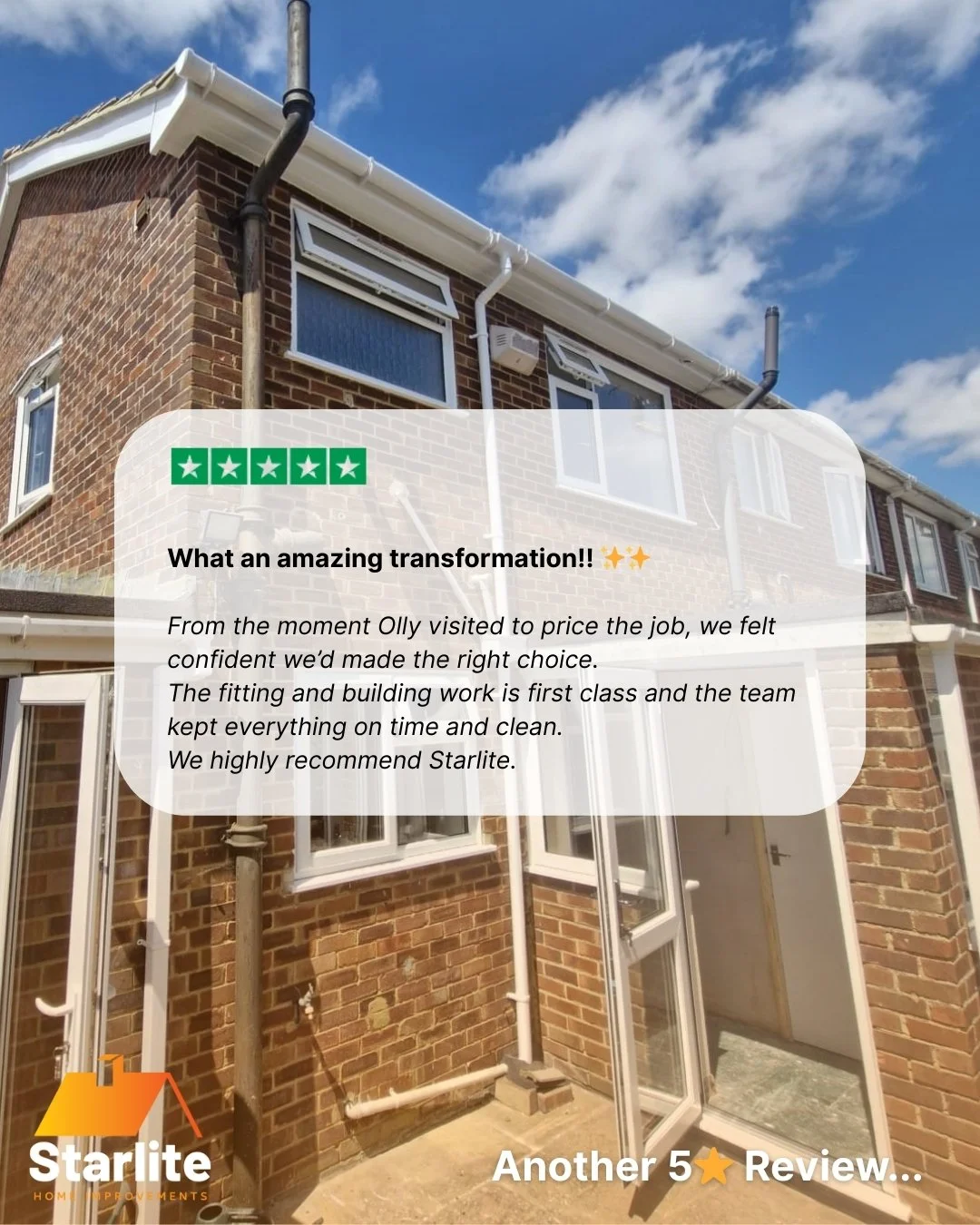 ⭐️⭐️⭐️⭐️⭐️
 ✨&ldquo;What an amazing transformation!!&rdquo; ✨

From the first visit right through to the final clean-up, this Canterbury customer felt confident choosing Starlite. 💪

With first-class workmanship, a friendly team, and everything deli
