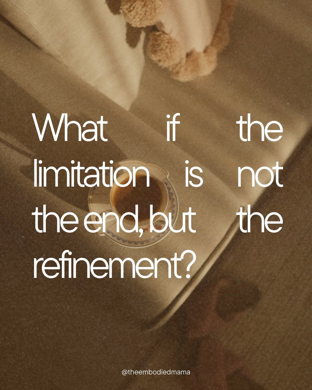 Perhaps one of motherhood&rsquo;s great gifts is the limits it creates, especially in the way our capacity shifts.

The energy we once had to say yes to everything, to go everywhere, to be all the things, to hold it all, begins to soften. At first th