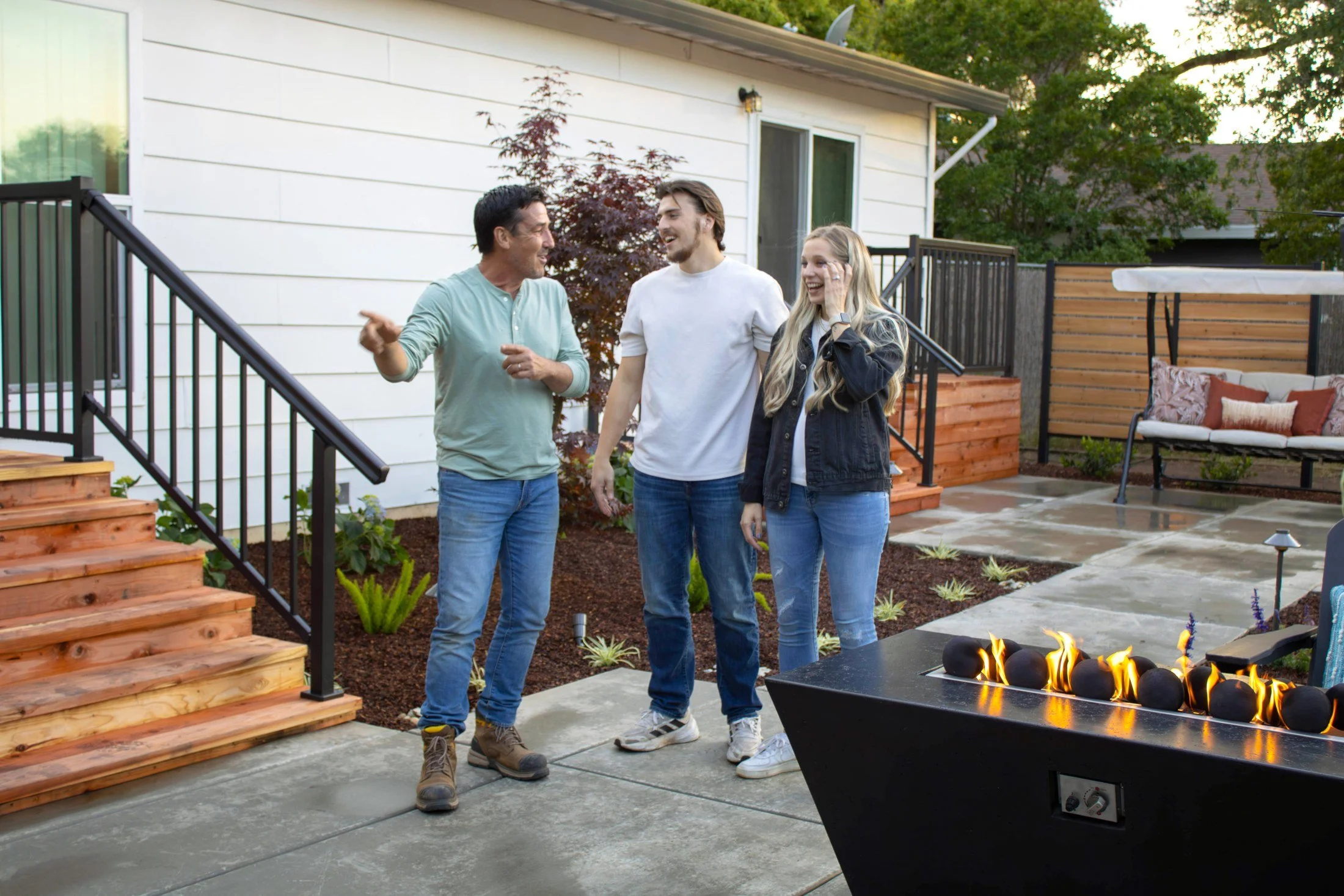 The reveal: Jonathan Knight and the homeowners taking in their transformed Citrus Heights backyard.