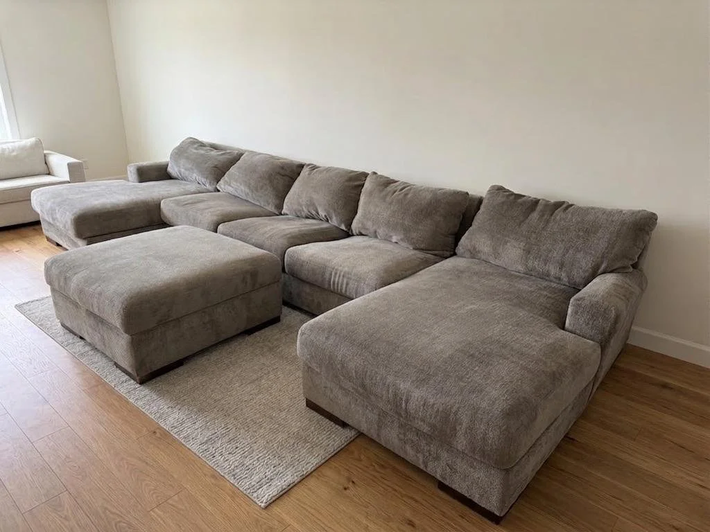 Ashley U-Shape Sectional Couch & Storage Ottoman - $750 