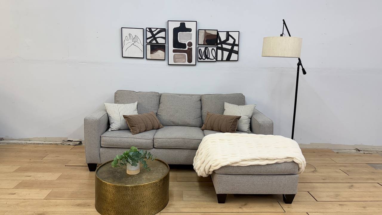 Light Gray Sectional Couch with Reversible Lounge - $450