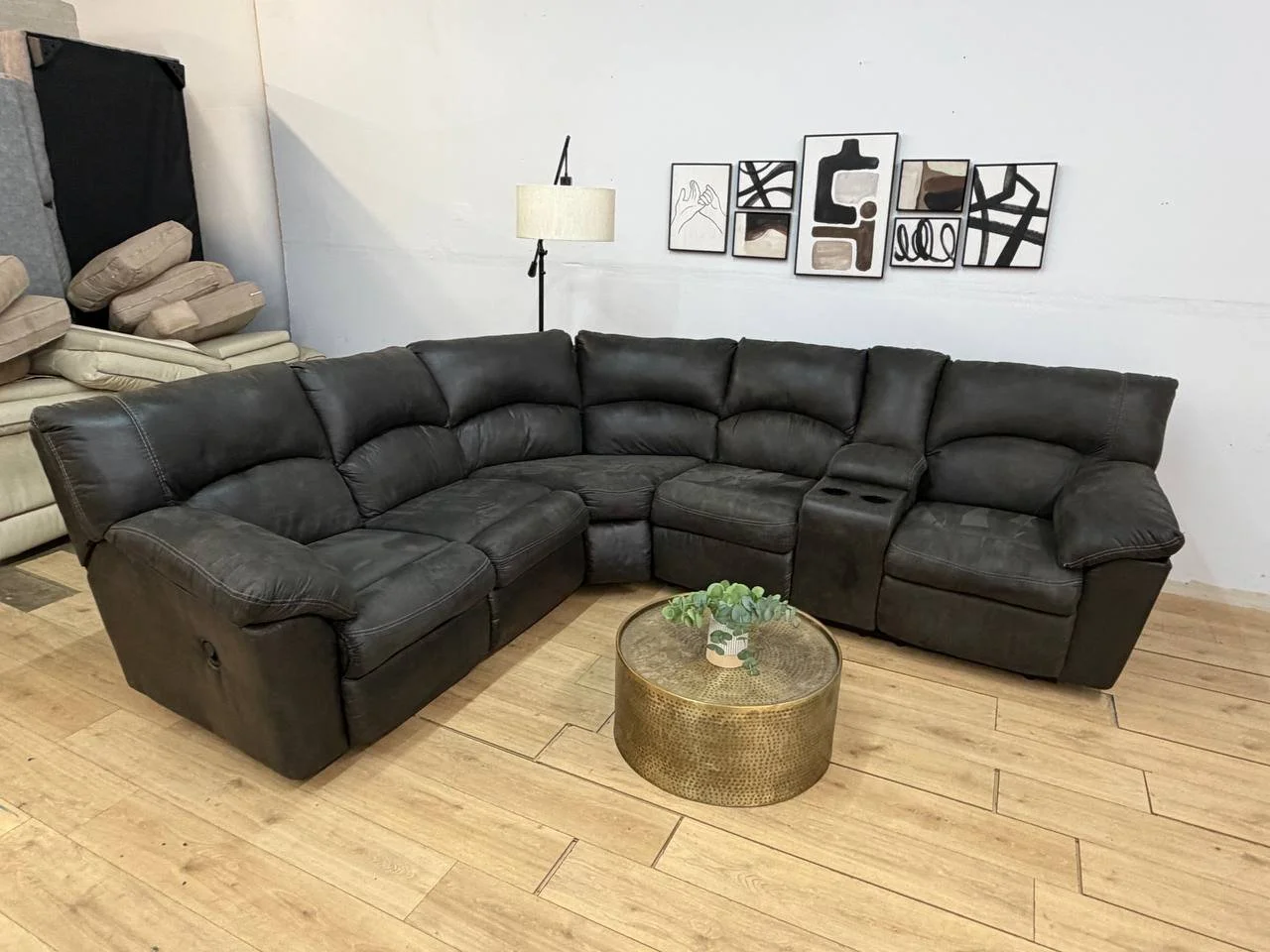 Ashley Gray 2-Piece Recliner Sectional Couch - $650