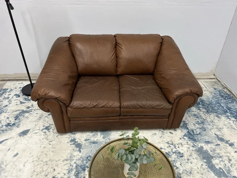 Broyhill Medium Brown Leather Loveseat | $399