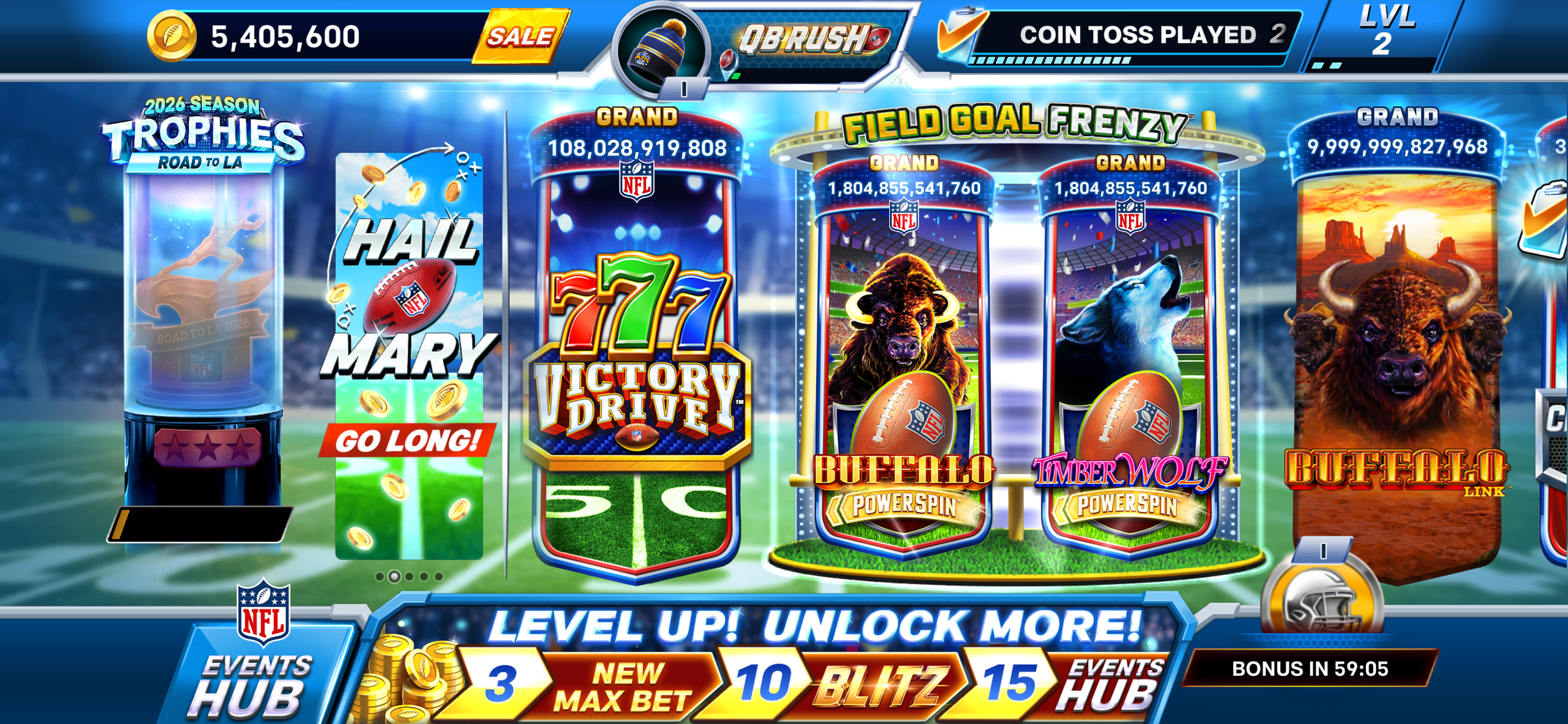Mobile App Lobby Tiles | NFL Super Bowl Jackpots
