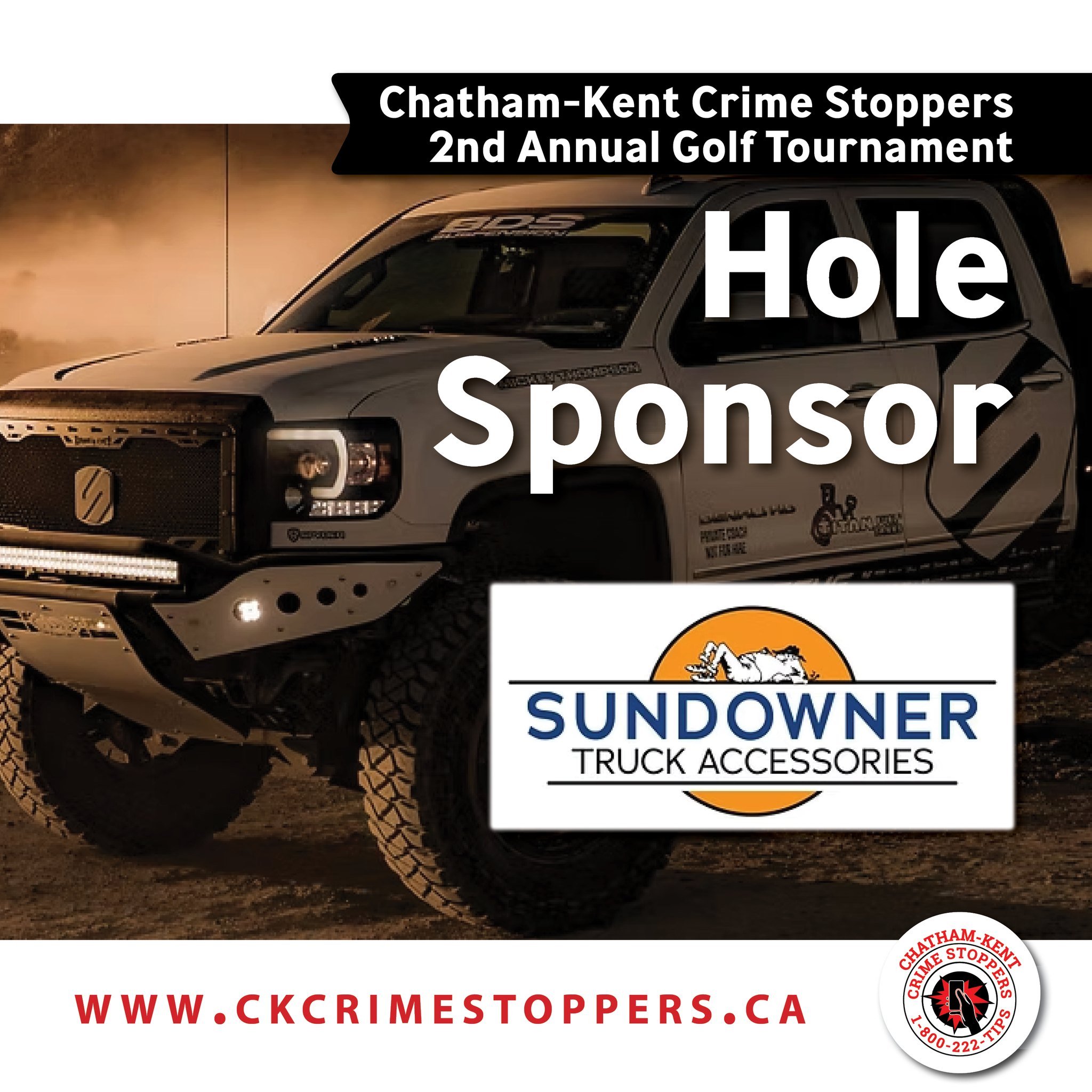 2nd Annual CK Crime Stoppers Golf Tournament Sponsor: Sundowner Truck Accessories

Sundowner has become &ldquo;Southwestern Ontario&rsquo;s Largest Truck Accessory Warehouse&rdquo;. They provide a large variety of accessories for wholesale dealers su