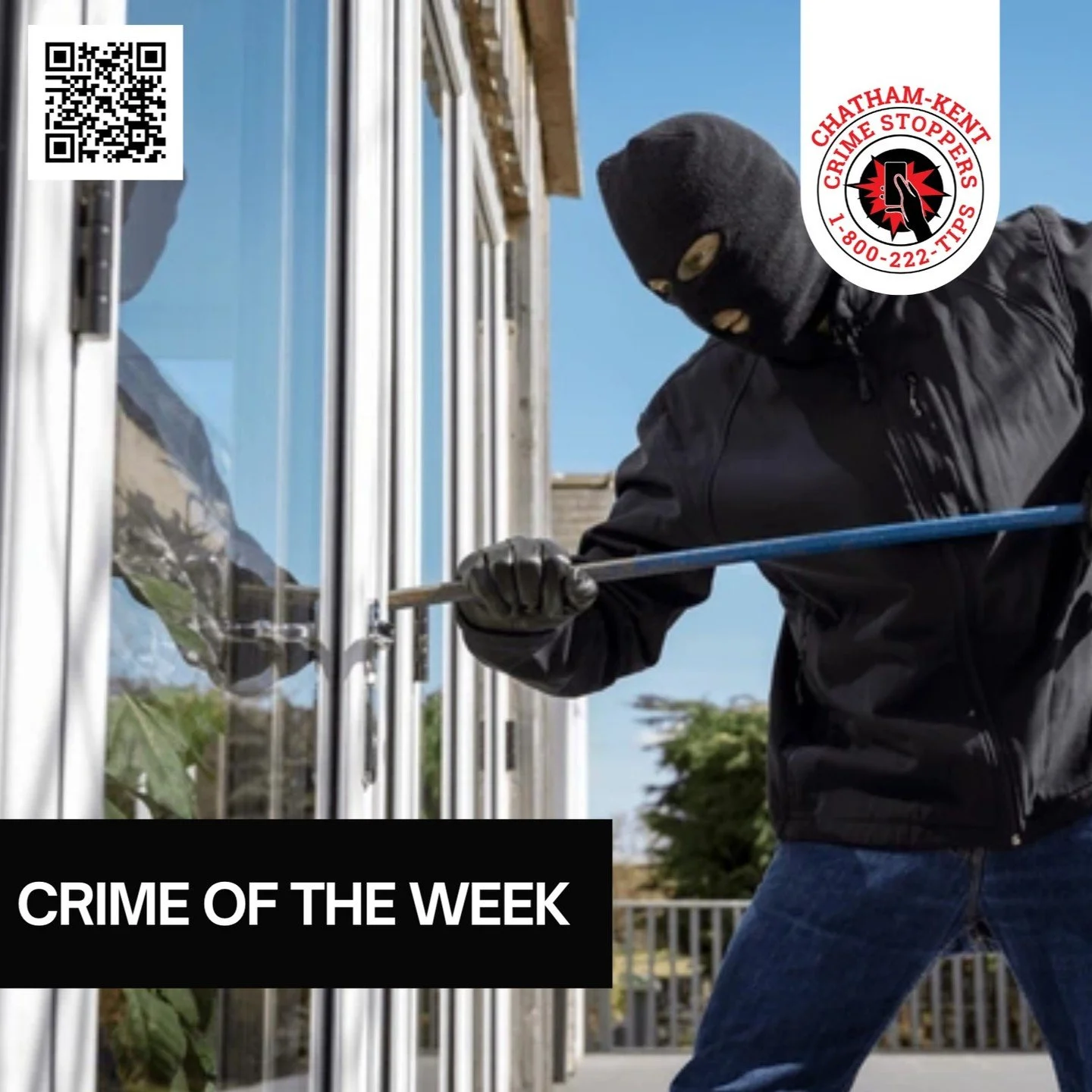 CRIME OF THE WEEK

On September 17th sometime between 12:00pm and 11:30pm unknown suspects broke into a residence on Paxton Drive in Chatham. It is believed suspect(s) disabled a back door camera and entered the residence by smashing the glass in the