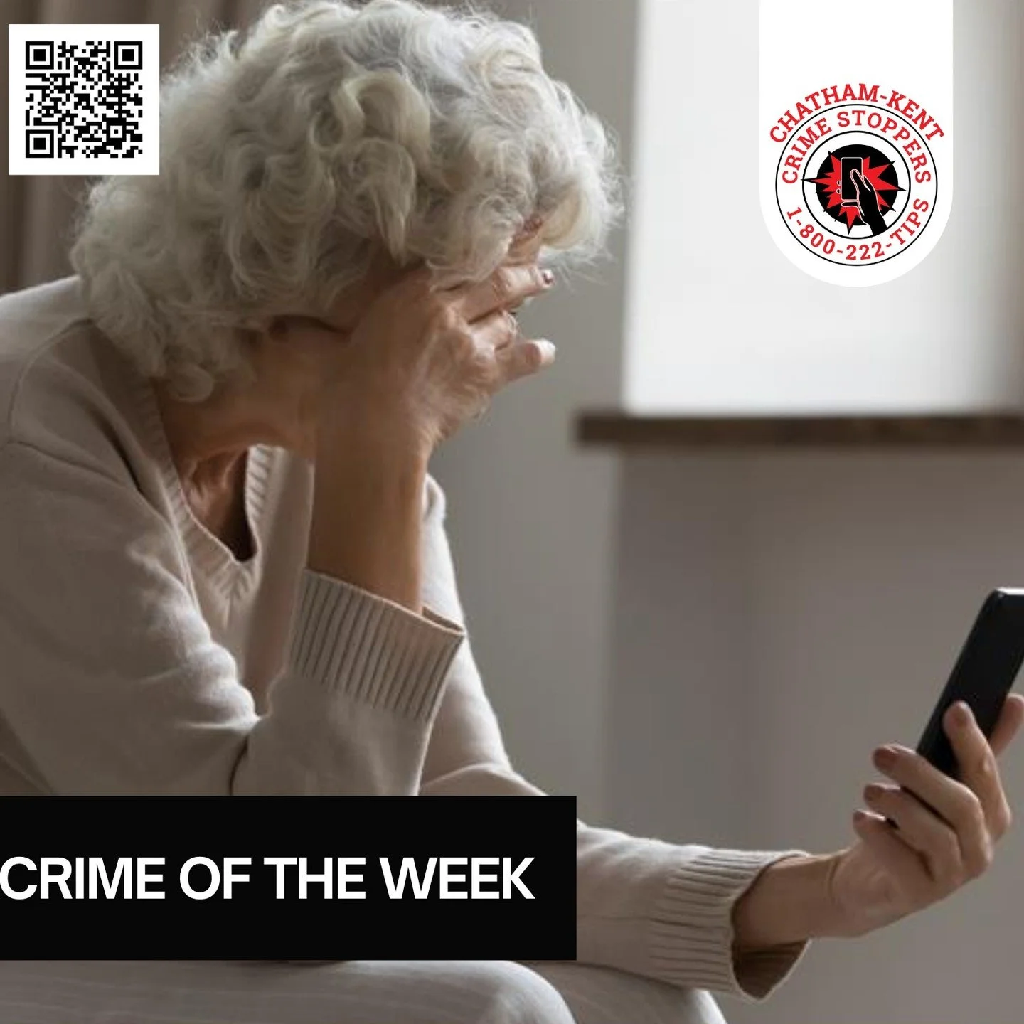 CRIME OF THE WEEK

Over the last week several complaints have been made regarding the Grandparent Scam. Scammers are targeting seniors by pretending to be a grandchild in distress &mdash; often claiming they&rsquo;ve been arrested, in an accident, or