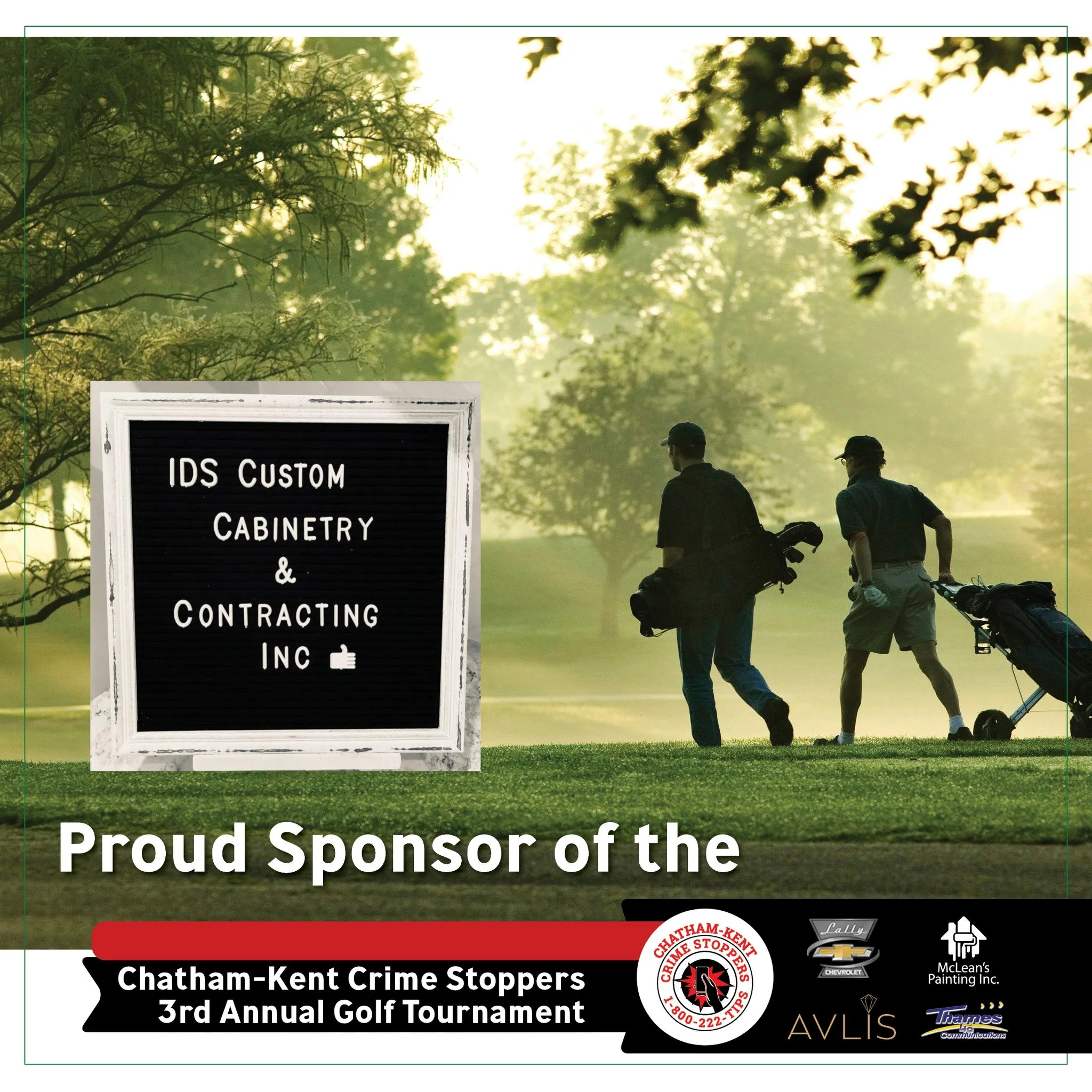 IDS Custom Cabinetry &amp; Contracting Inc is a hole sponsor for the 2026 Chatham-Kent Crime Stoppers Golf Tournament! We really appreciate their support. Learn more about them and all of our amazing sponsors: https://www.ckcrimestoppers.ca/2026-golf
