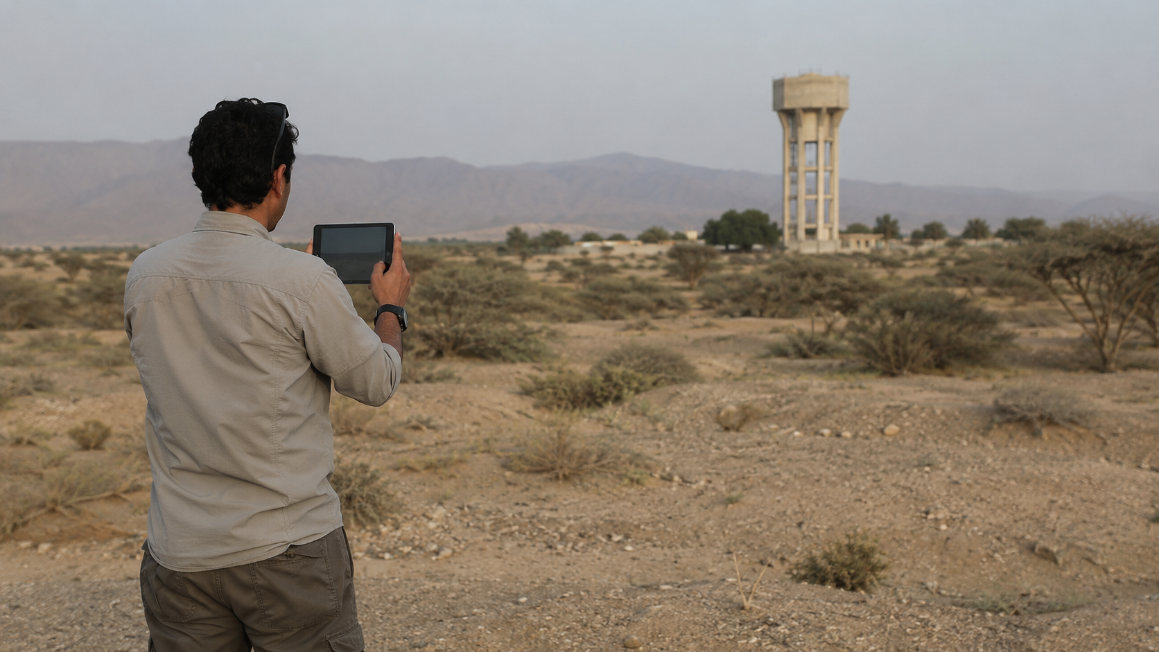 An Illustrative image of a field researcher recording geo-referenced observations where sparse infrastructure and on-the-ground data collection help build a clearer picture of conditions in hard-to-reach environments.