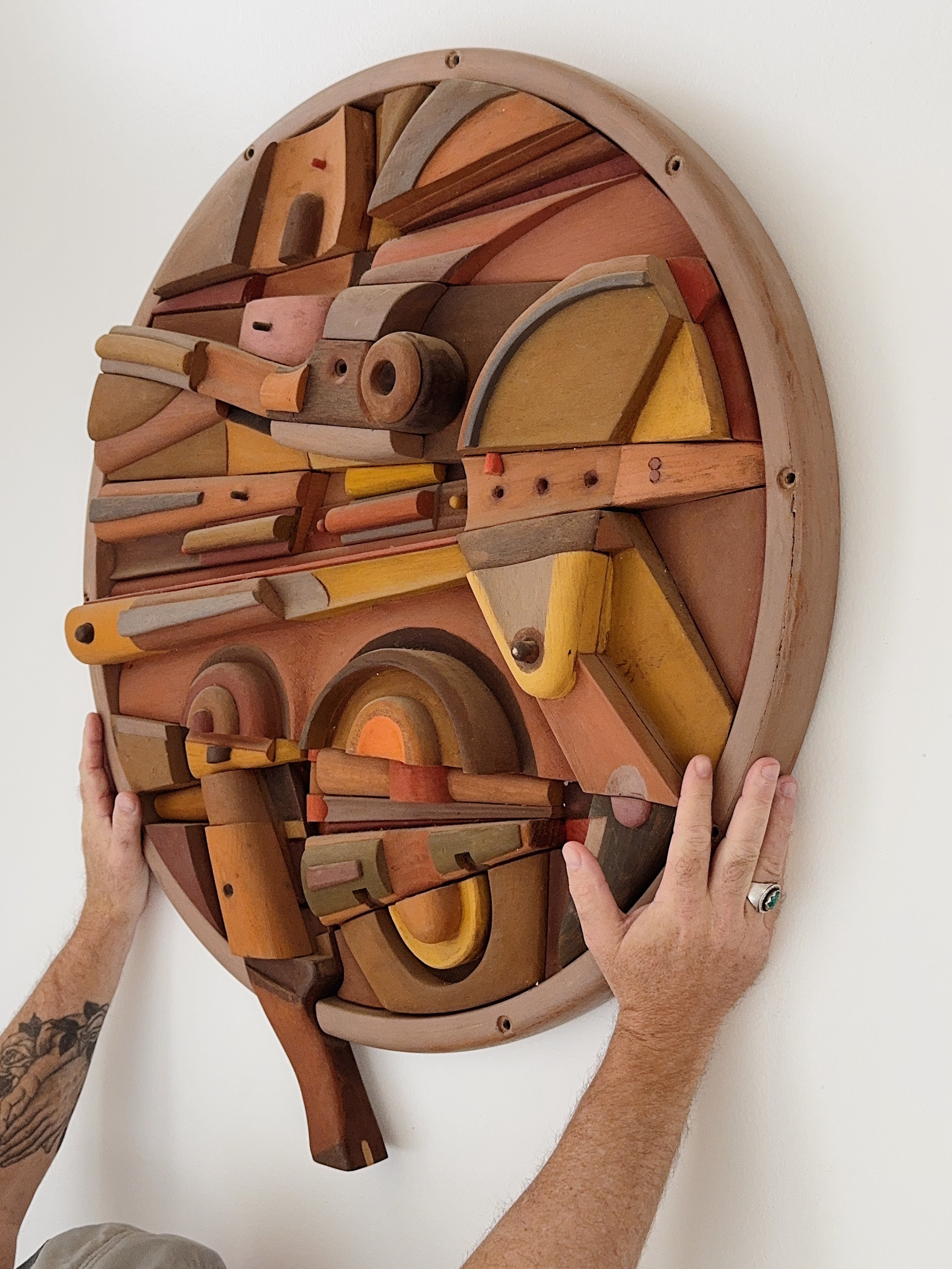 (Private Listing) Large Mid Century Painted Brutalist Wall Hanging