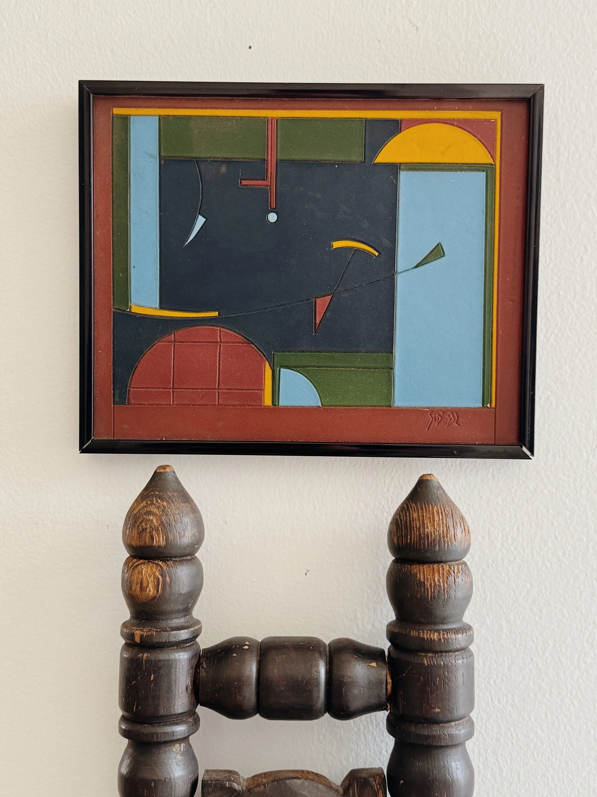 Elegant Framed Suprematism in Full Leather