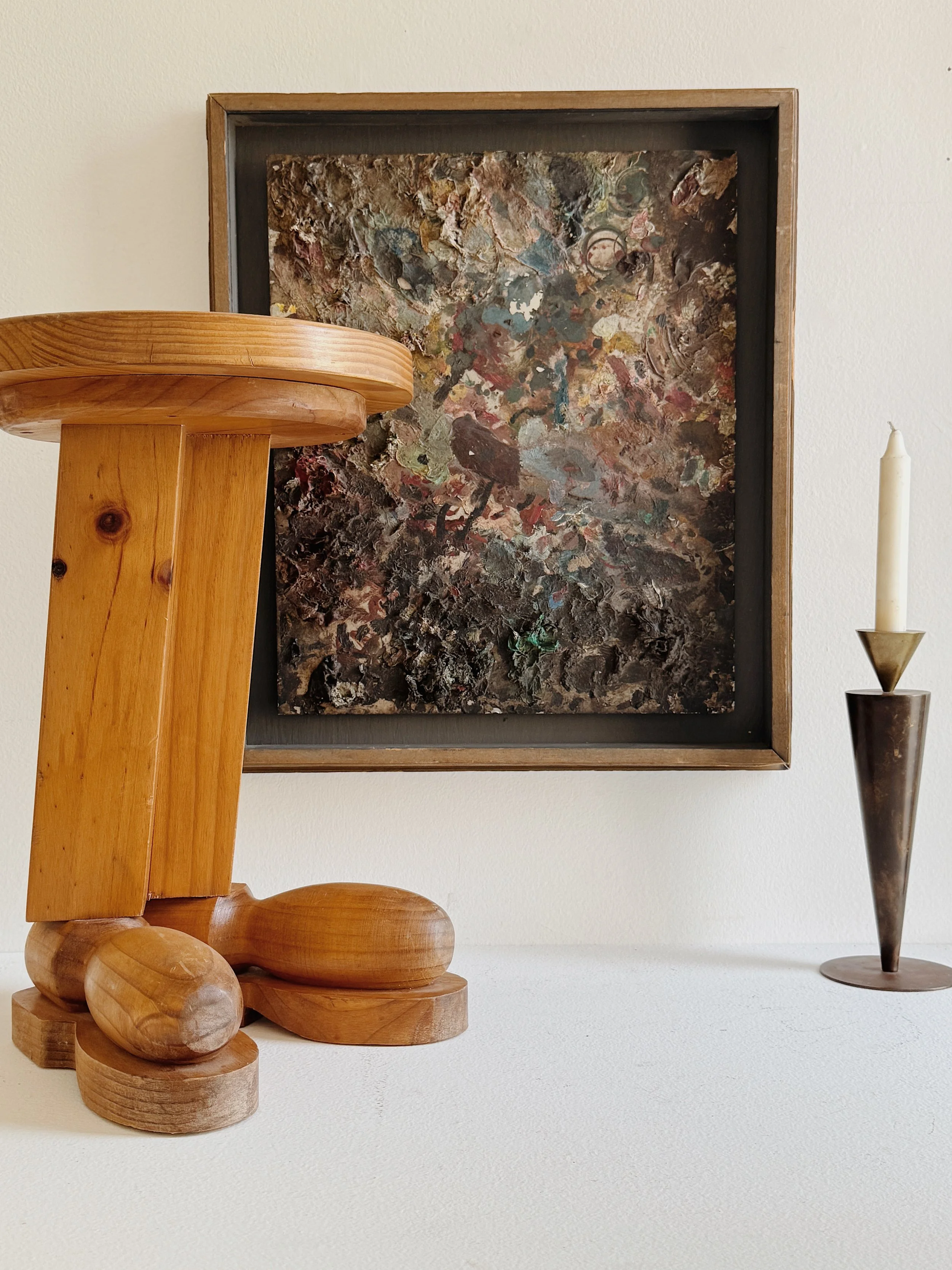 Vintage French Handcrafted Figural Wood Stool