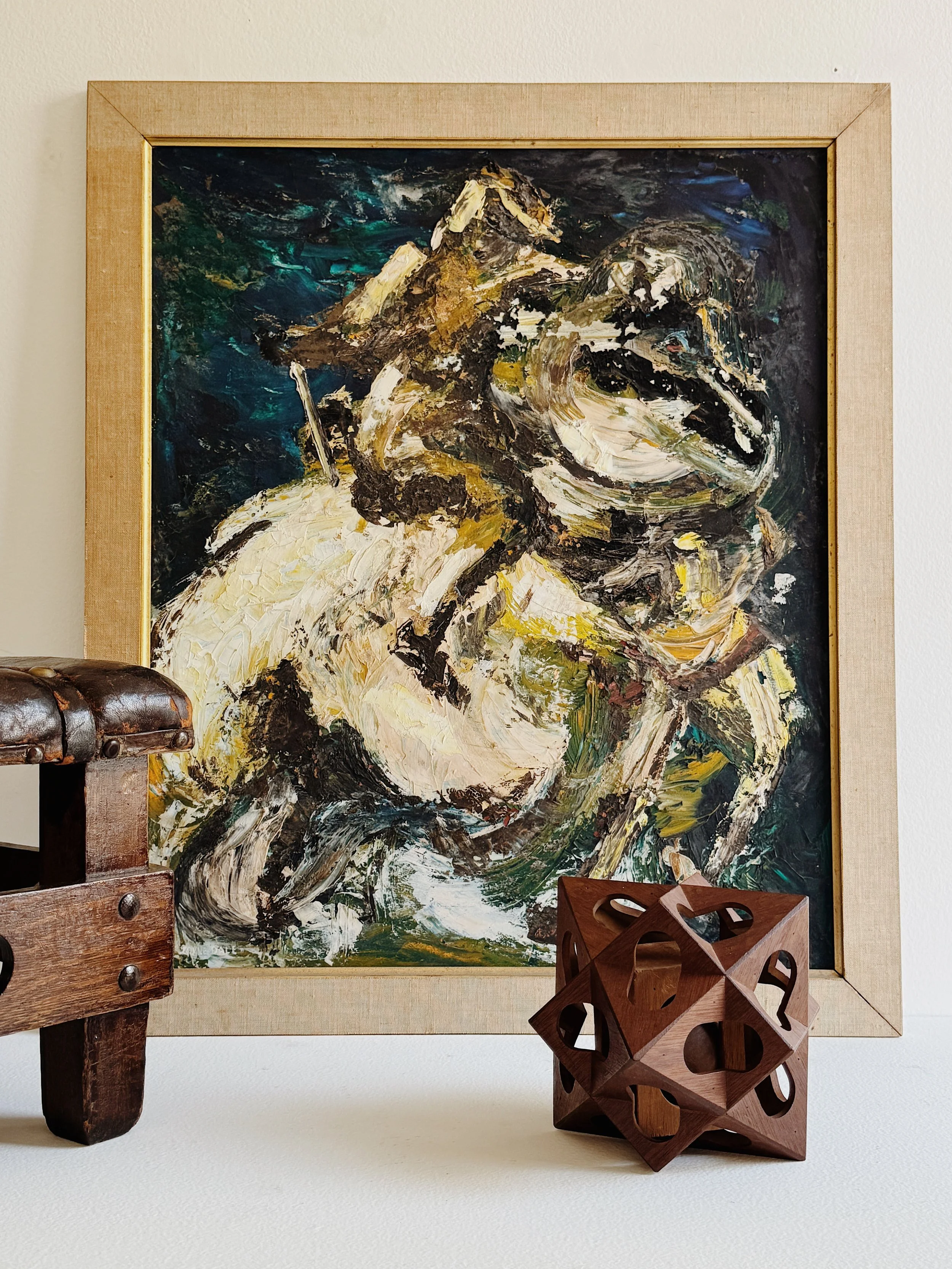 Expressive 1960s Impasto Oil Action Painting