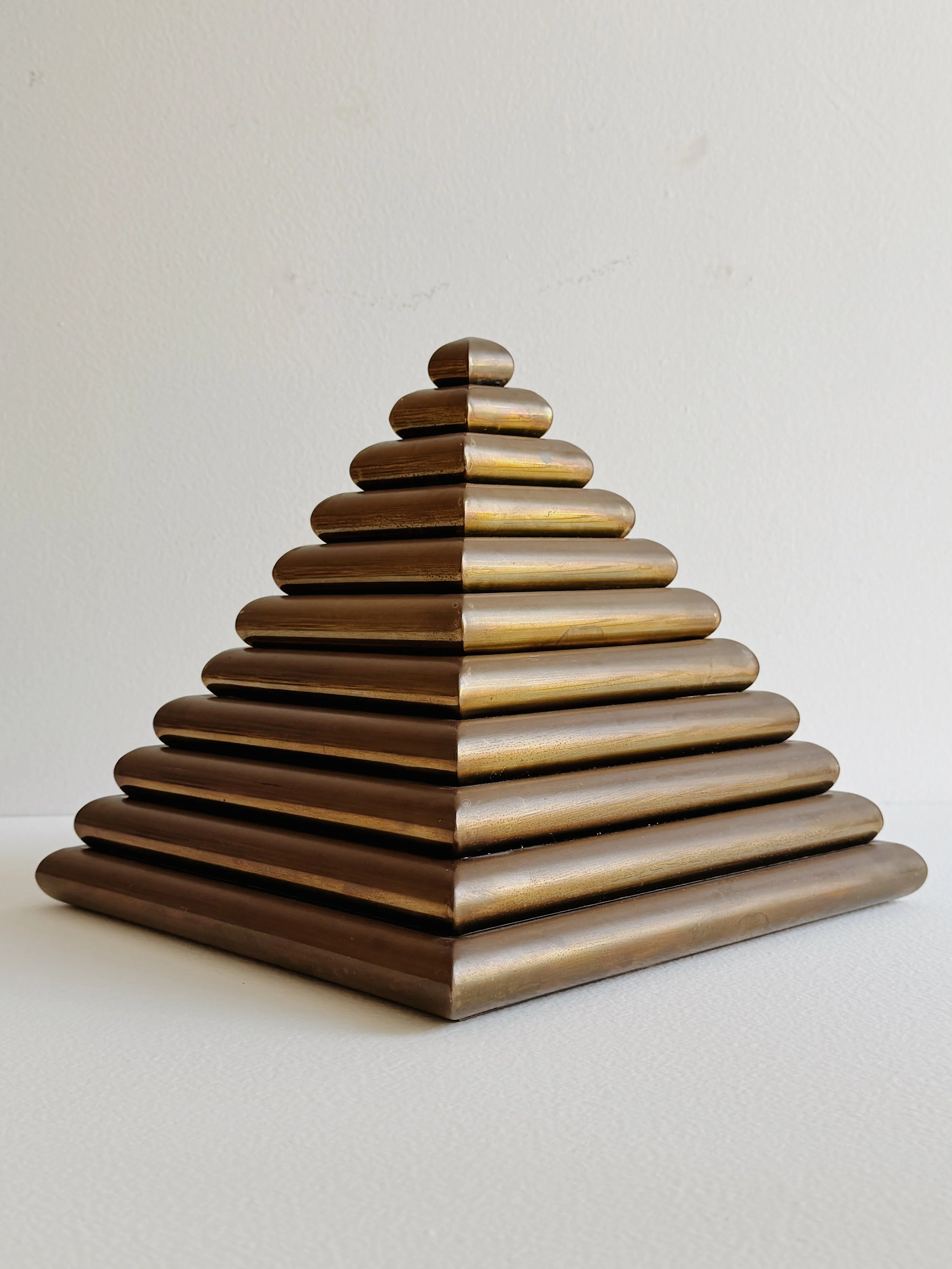 Vintage Romeo Rega Brass Large Pyramid Step Box Sculpture