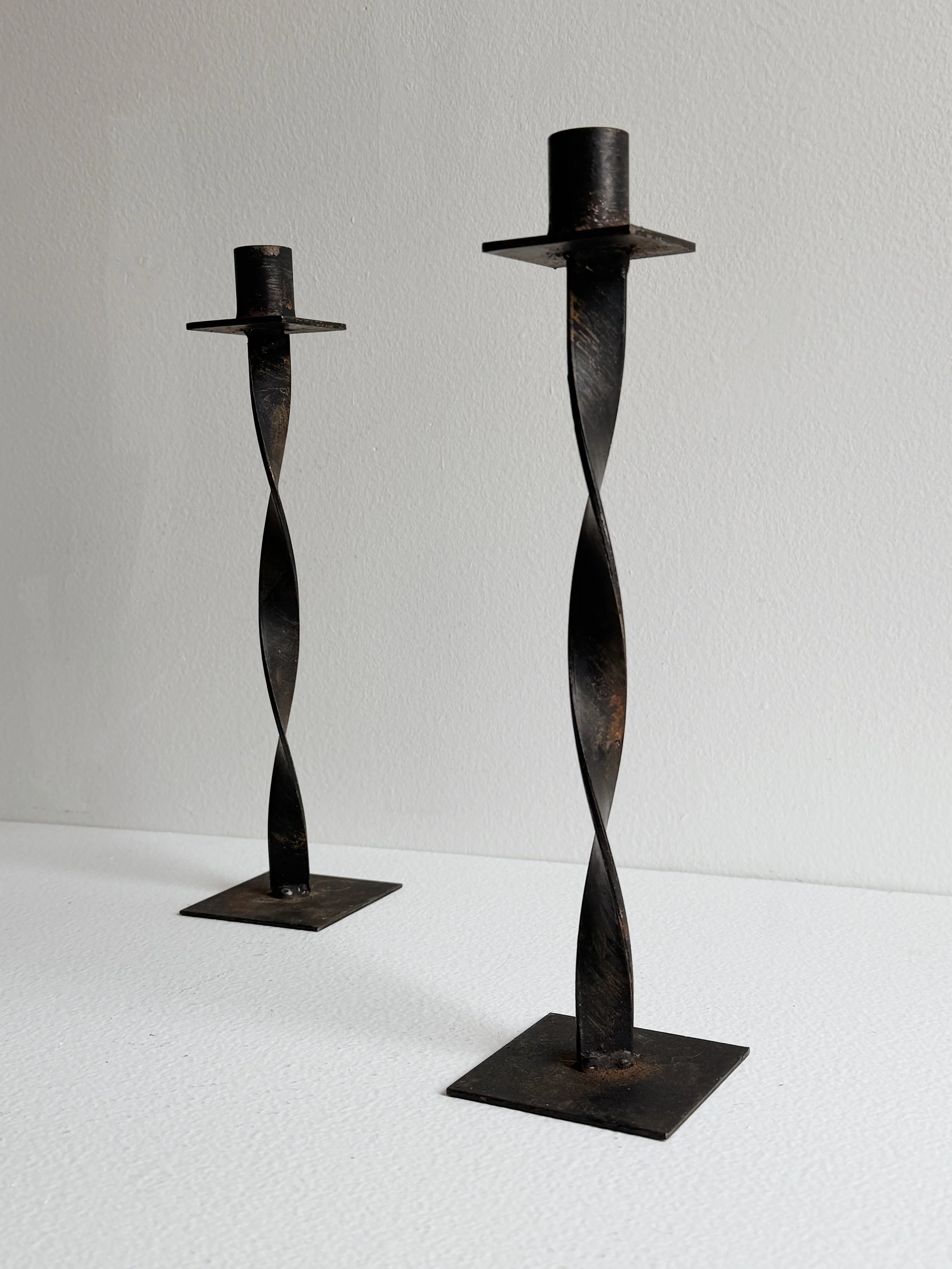 Vintage Hand Forged Iron Candlesticks