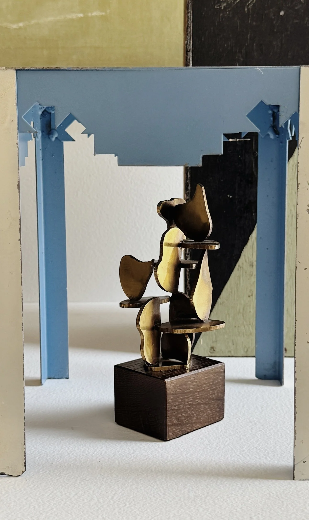 Small Signed 1970 Abstract in Brass