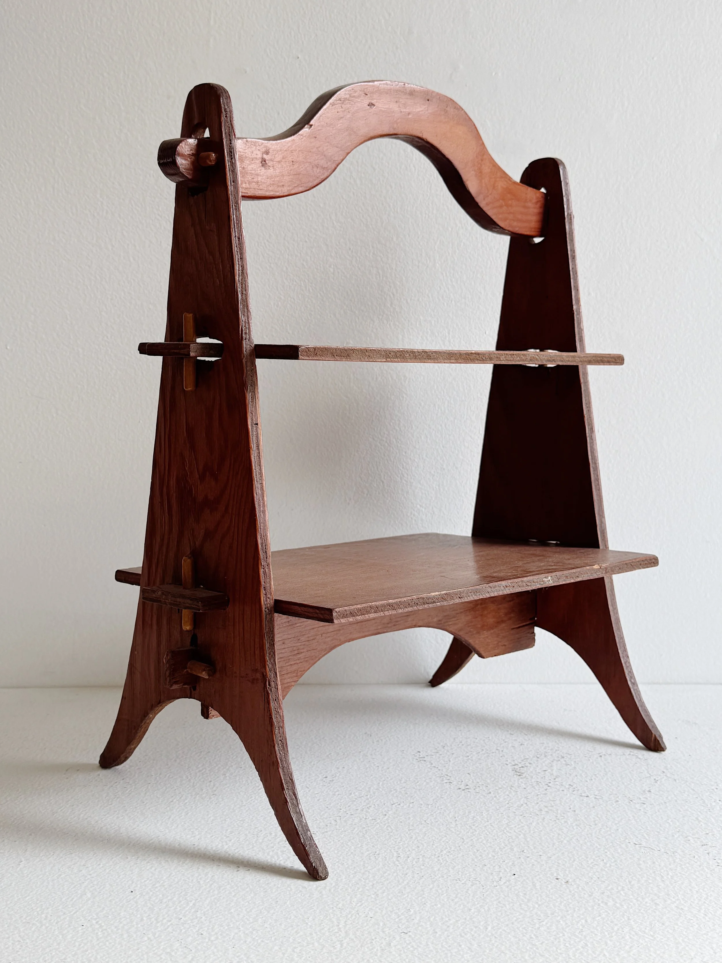 Elegant Handcrafted Wood Peg Joint Tabletop Shelf