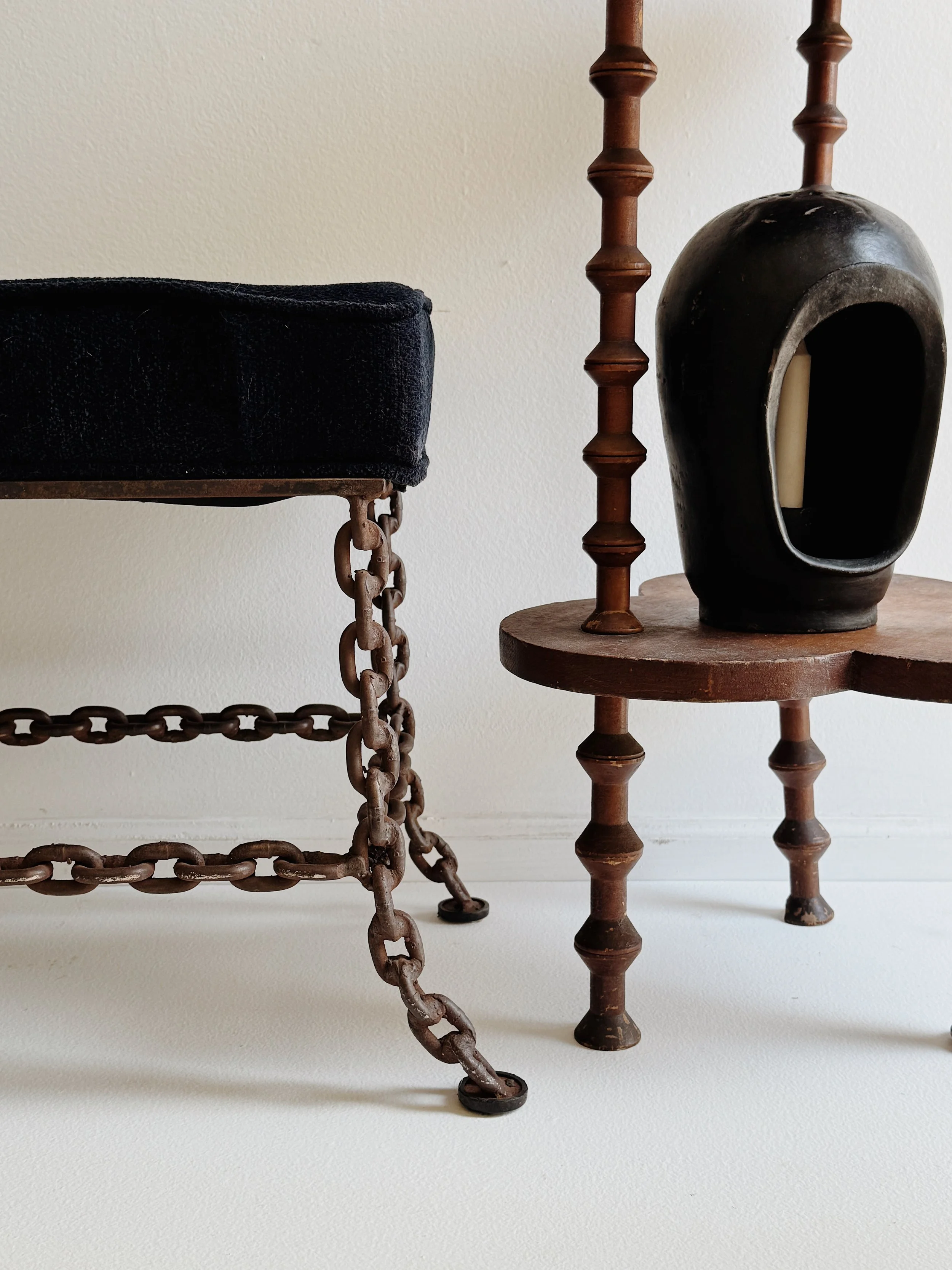 Pair of Mid Century Welded Chain Benches
