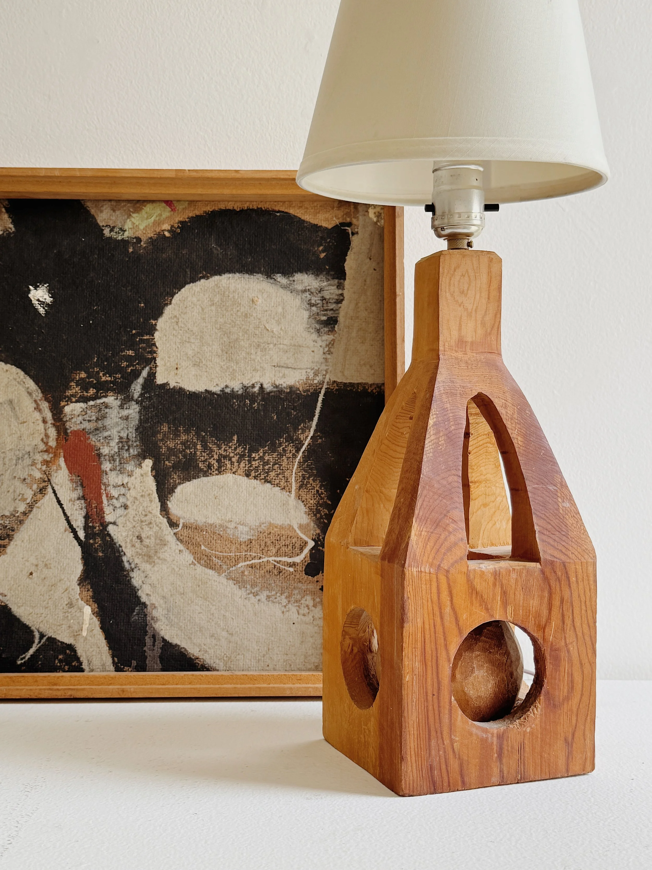 Vintage One of A Kind Folk Art Caged Ball Lamp