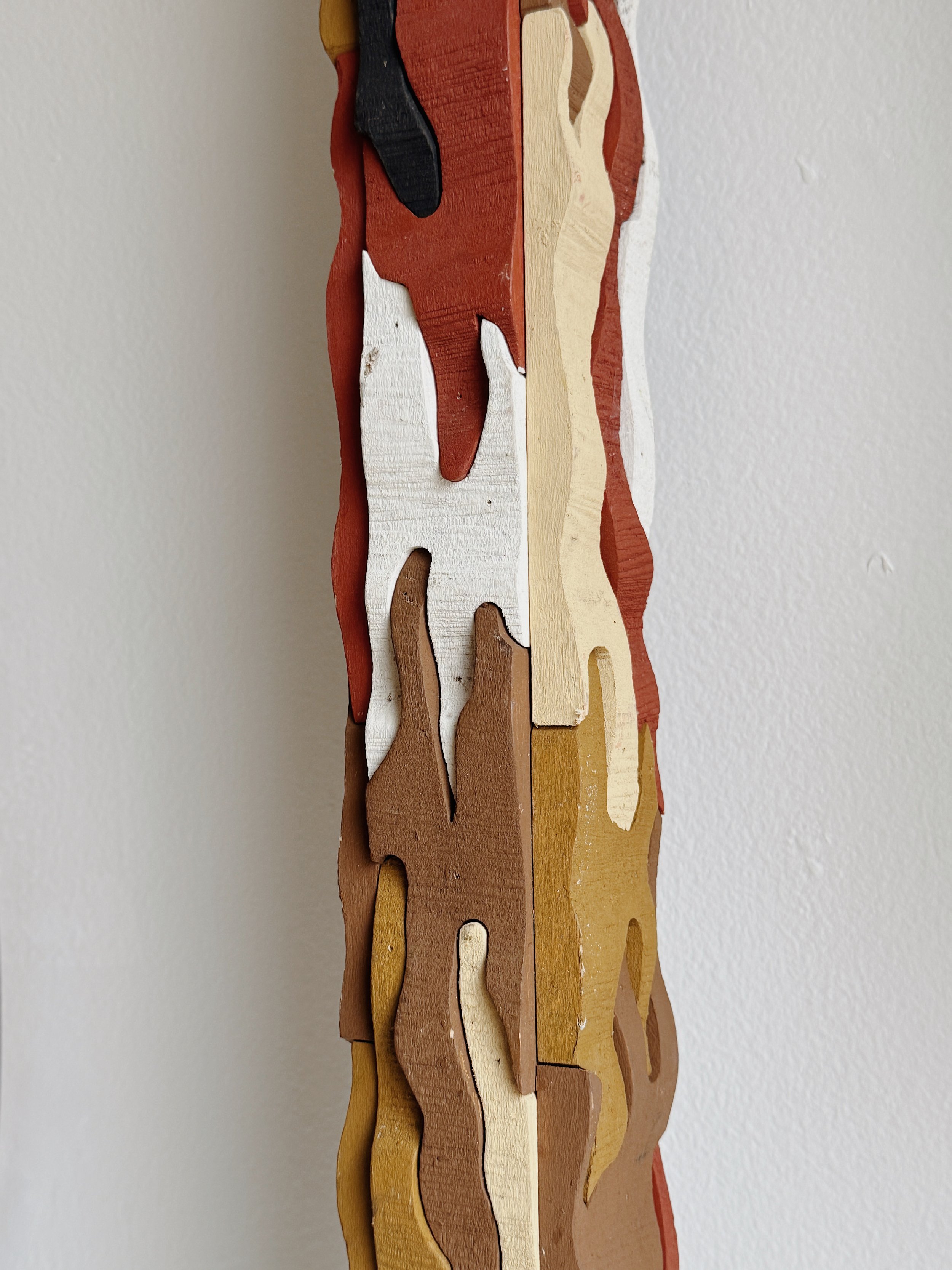 Vintage 8Ft Puzzled Wood Totem Signed