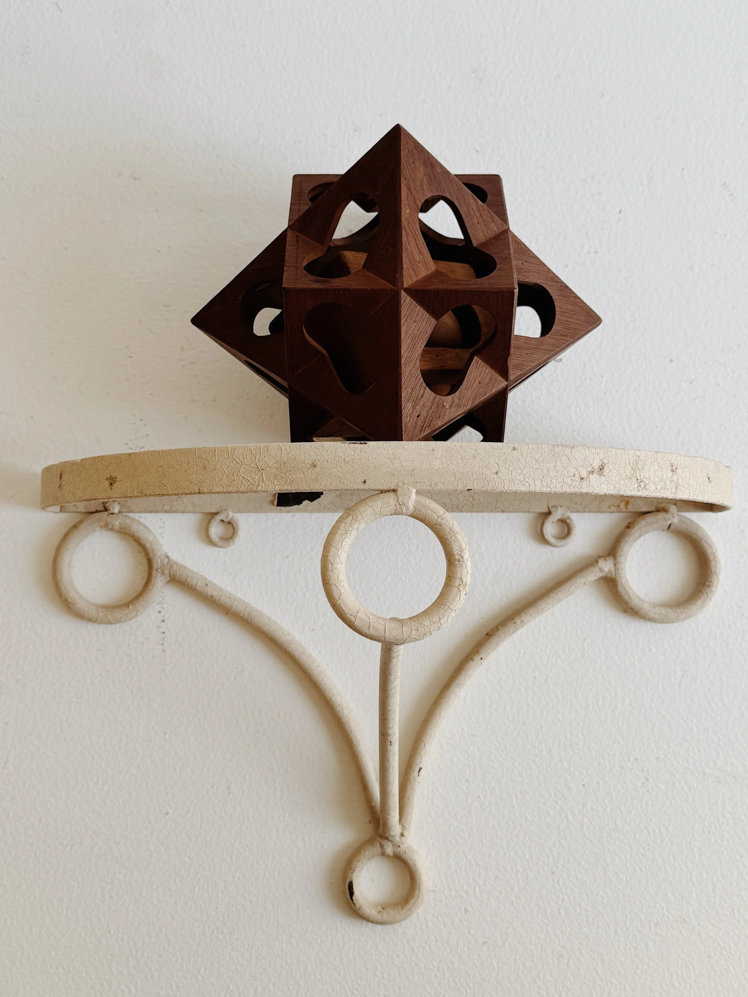 Antique Geometric Iron Wall Shelf Original Surface