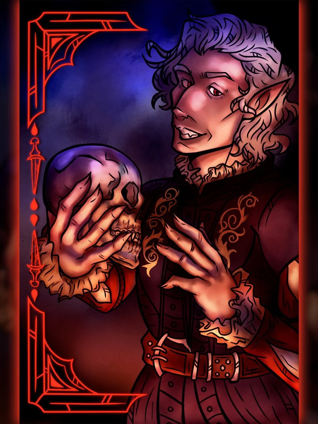 Realized I never shared the art I brought with me to Awesomecon this year! Honestly I definitely can imagine Astarion holding up a skull and going, &ldquo;Poor Yorick 😒 I knew him so well&hellip;&rdquo; (in a extremely sarcastic tone)

It was such a