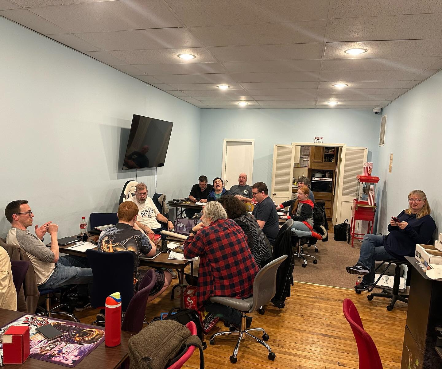 D&amp;D going well into the evening here at the shop 🥳 Want to find a game? Meet with players and DMs every Monday 5-close to roll, write, and conquer!!