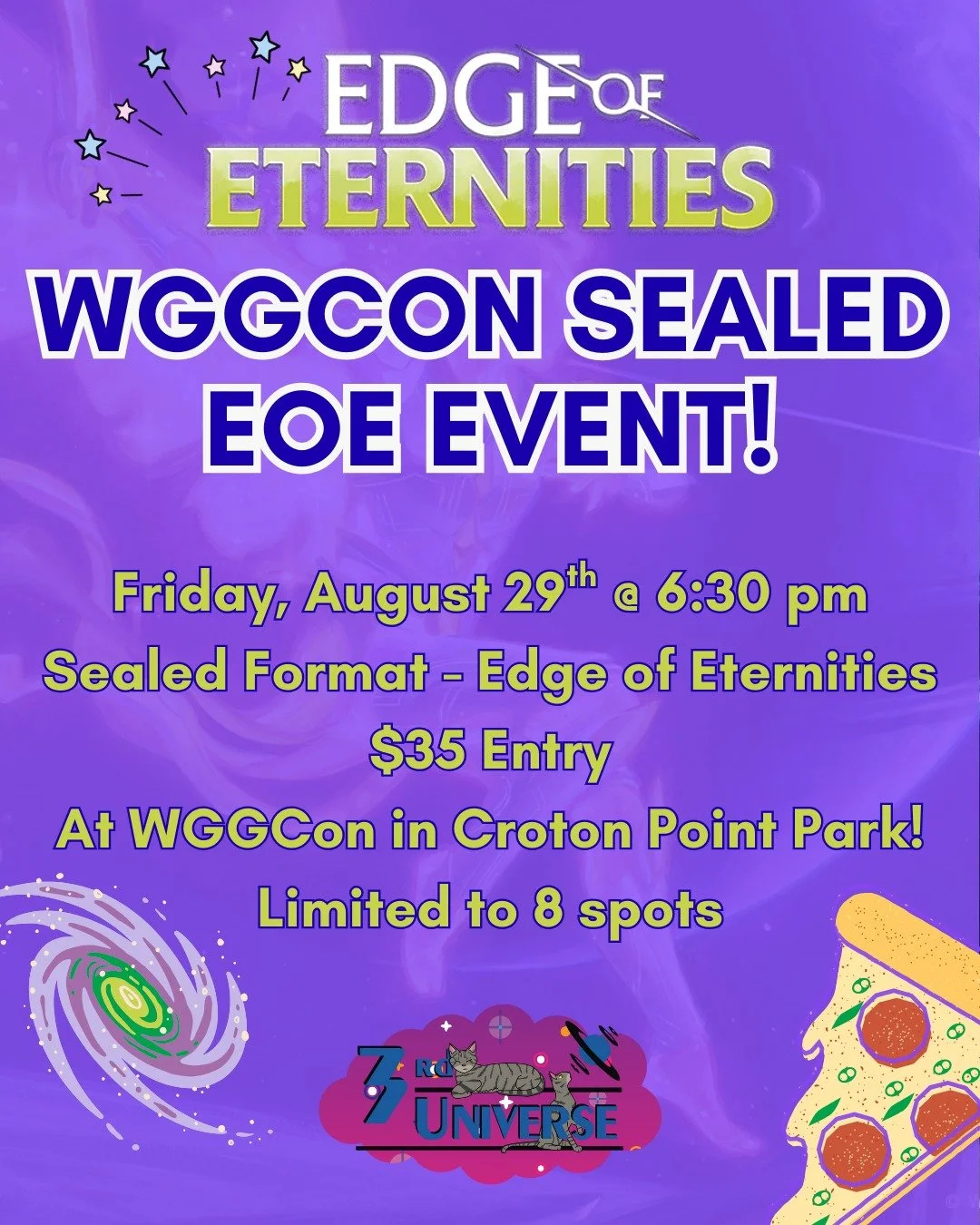 Nothing beats Magic and the great outdoors at WGG Con! Join us on Friday, August 29th for a special Edge of Eternities sealed event at WGG Con in Croton Point Park✨ Limited to 8 spots- reserve your spot online: https://www.the3rduniverse.com/event-ti