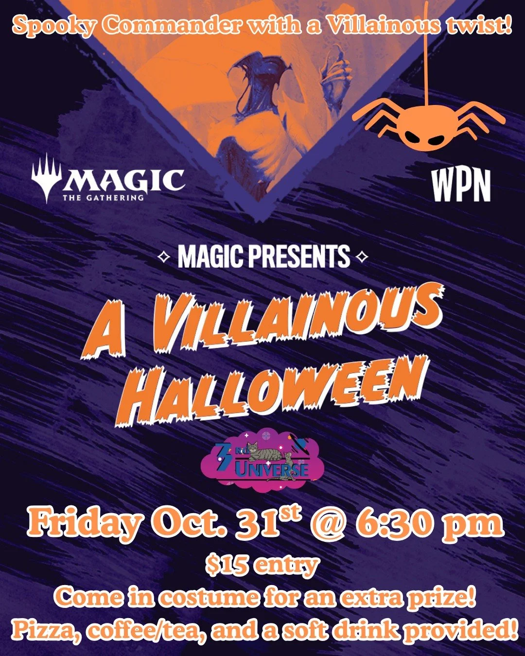 Celebrate the spookiest day of the year with us 🎃 Dress up in costume and jam commander with a ~villainous~ twist! Find out more info plus sign up: https://www.the3rduniverse.com/event-tickets/p/spooky-cmdr