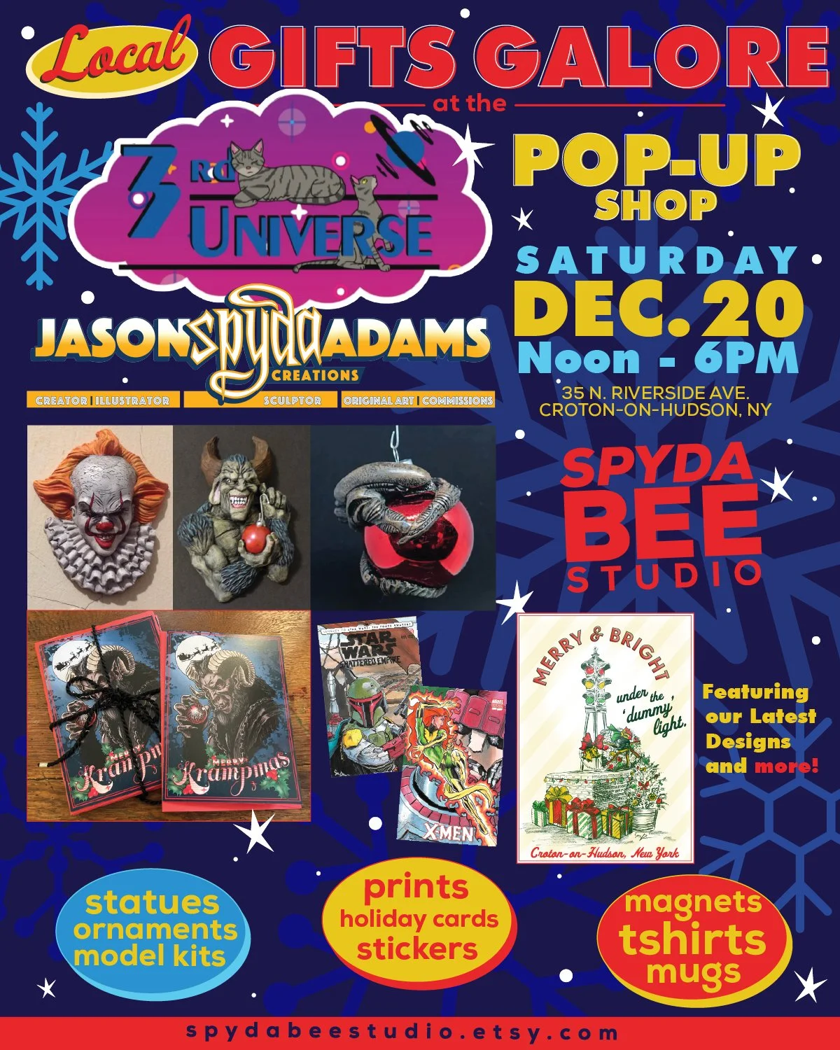 Pick up some last-minute gifts at our Spyda Bee pop-up at the shop this Saturday from 12 - 6 pm 🙌 Prints, cards, mugs, and more!