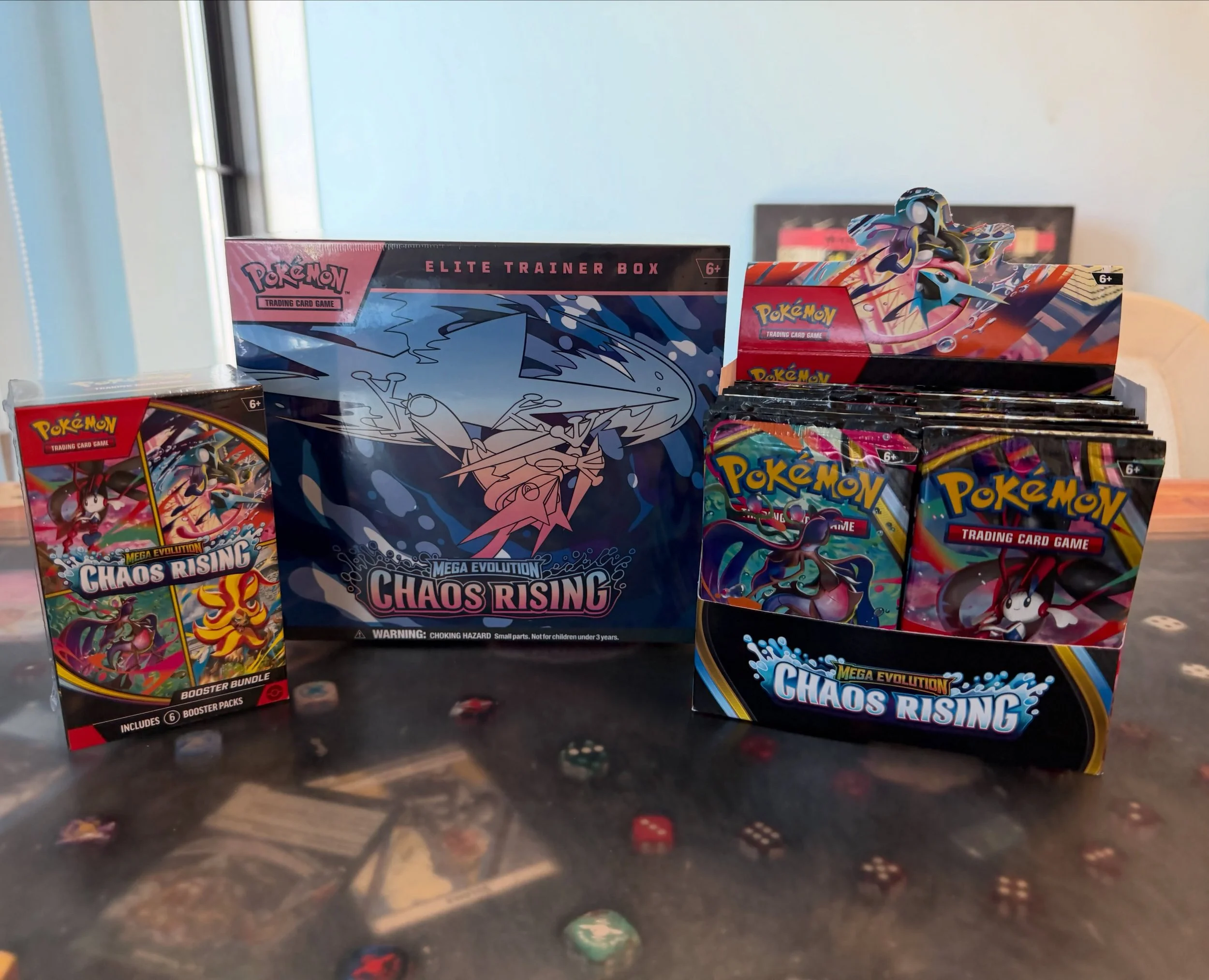 🚨NEW PRODUCT🚨 Chaos Rising is now in stock at the shop! Come by and grab a pack, a booster bundle, an ETB or all three! 🥷🐸🌊
NOTE: We do have limits per product so that we can ensure everyone can enjoy them!