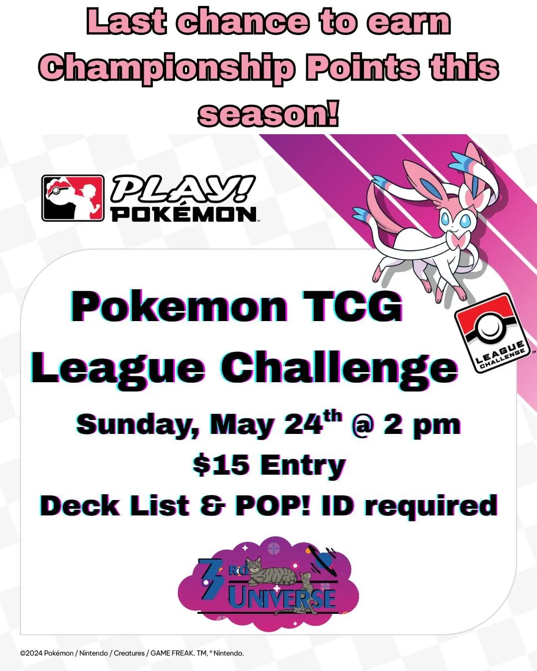 Our last Pokemon TCG League Challenge for the 2025-2026 season is this Sunday at 2 pm! Learn more and sign-up online (link in bio 🔗)