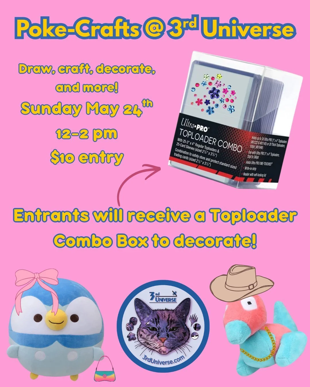 Get crafty with us this Sunday at 12 pm! Make accessories for your Pokemon plushies, decorate Toploaders for your fave Pokemon cards, and more 💫
Link in bio to sign up 🔗