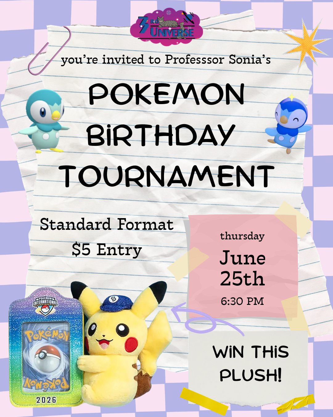 Thursday Pokemon Tournament 6:30 pm