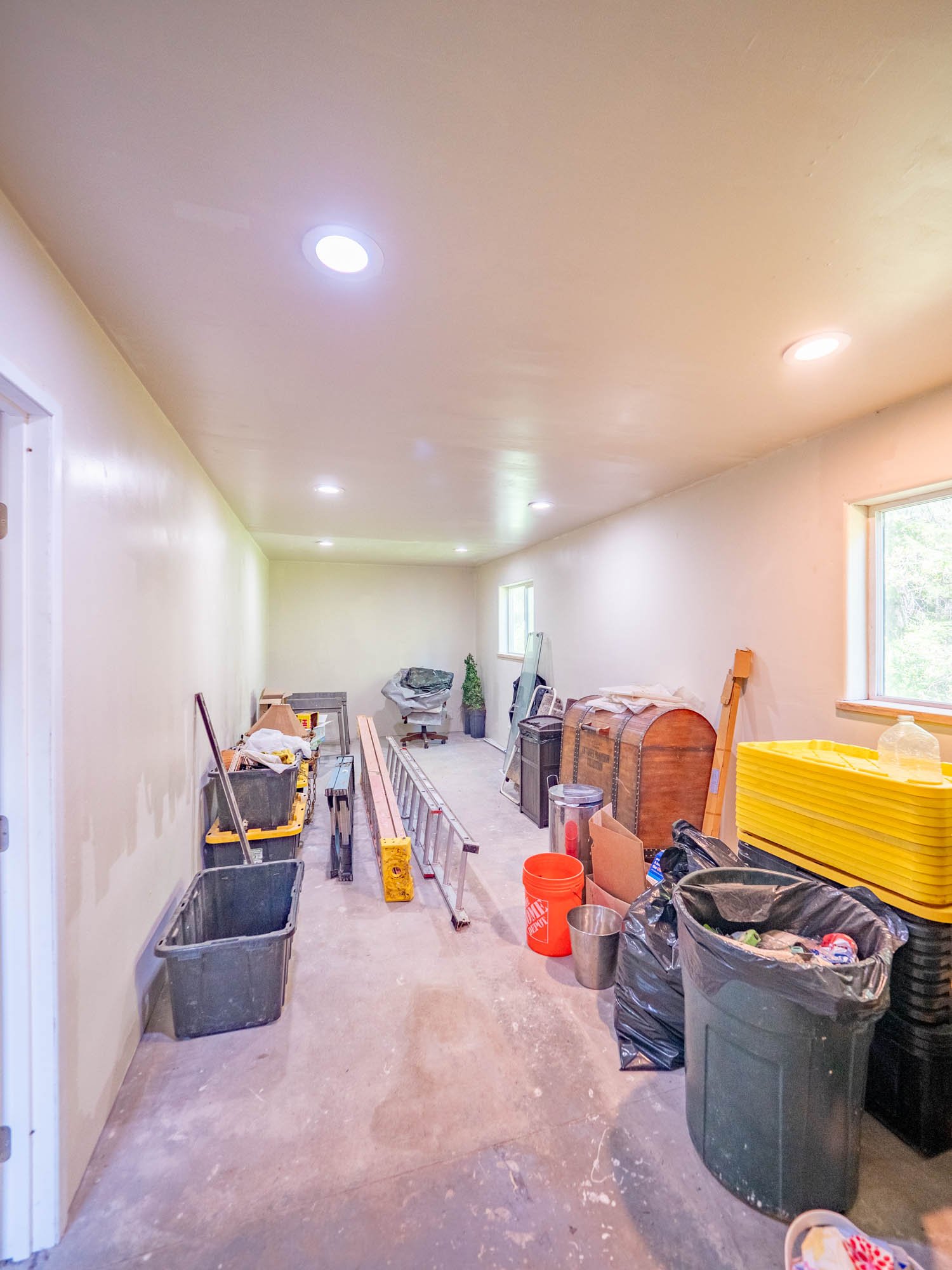 The workshop/game room. A great space for a workshop, storage or family fun.