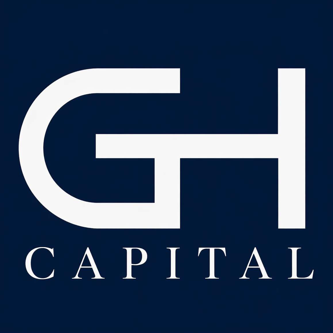 Graphic logo with large stylized G and H letters, and the word 'CAPITAL' below in white on a dark background.