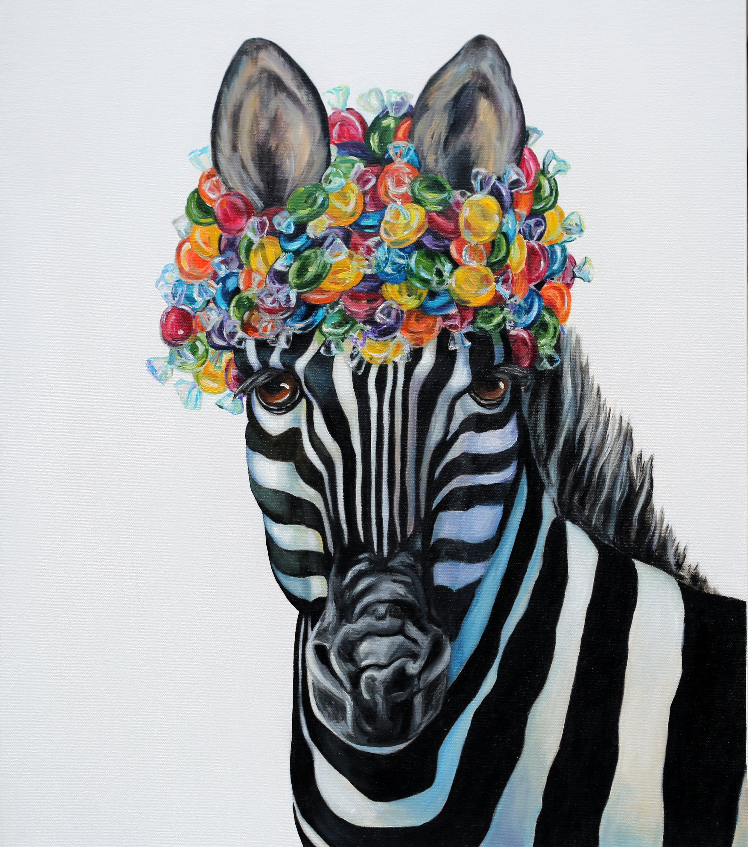 "Rainbow Candy Zebra" - SOLD