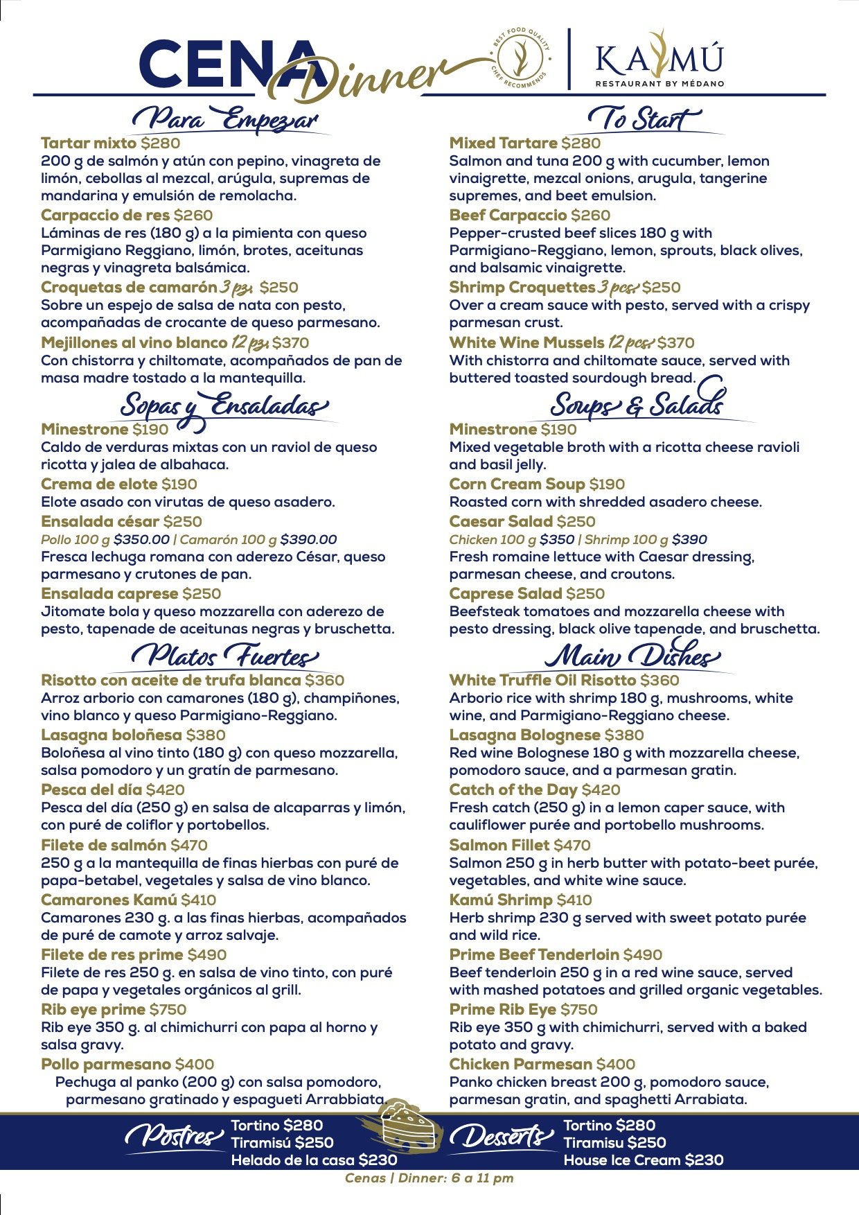 Dinner Menu
