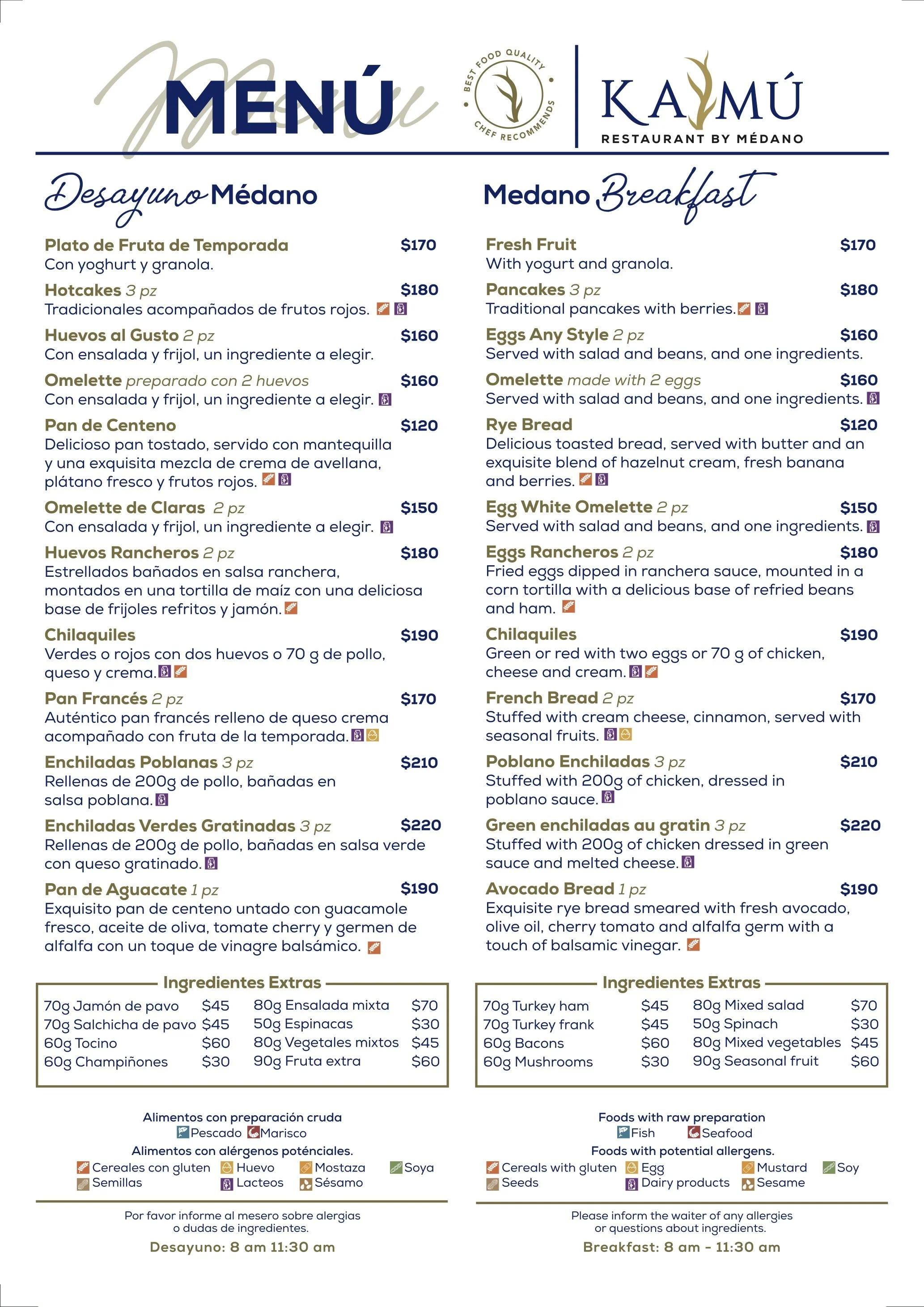 Desayuno / Breakfast Menu