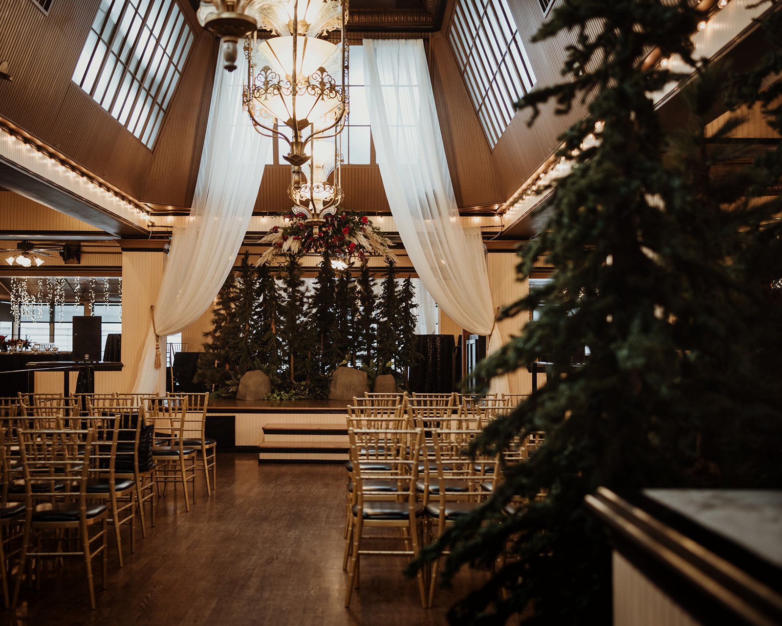 Indoor Seattle Ceremony with trees