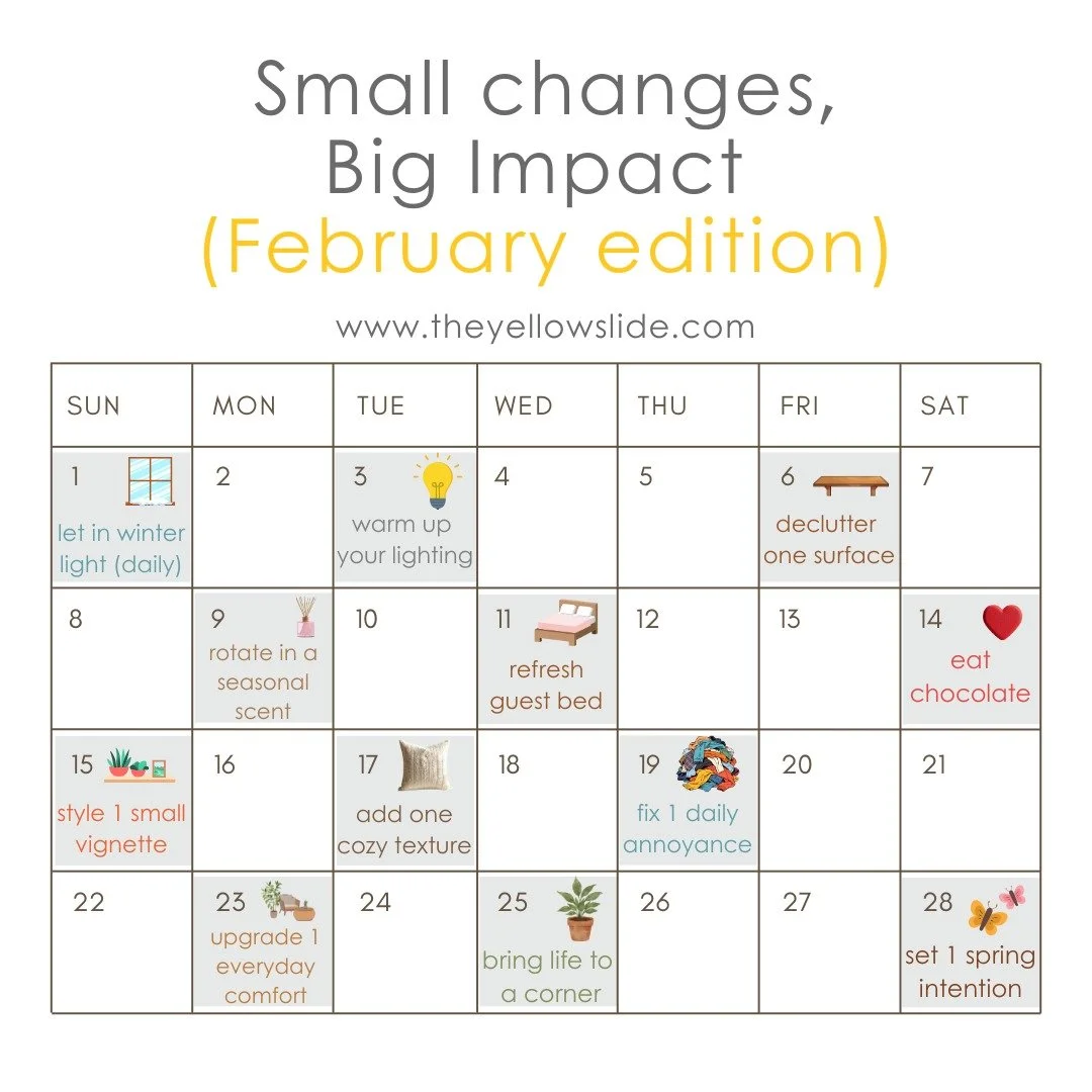 February is the perfect time for a home refresh - not a renovation, just a few small design changes that make everyday life feel better.

These are simple, achievable upgrades I often recommend as a Seattle interior designer when a space feels &ldquo