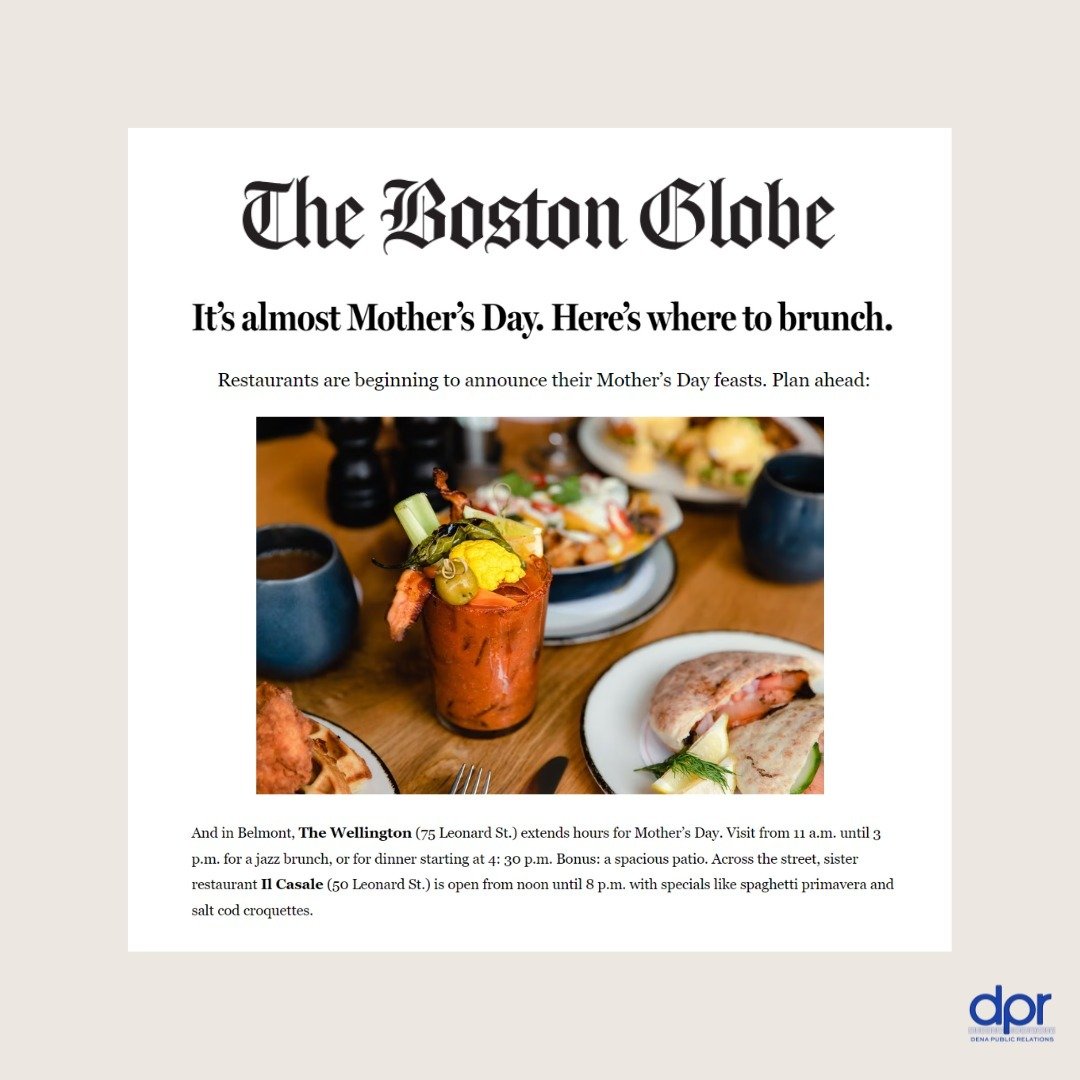 Looking for Mother's Day dining options in Greater Boston? DPR clients @thewellingtonbelmont and @ilcasalebelmont are offering jazz brunch, spacious outdoor patios &amp; unique specials.

@bostonglobe: https://www.bostonglobe.com/2024/04/25/lifestyle