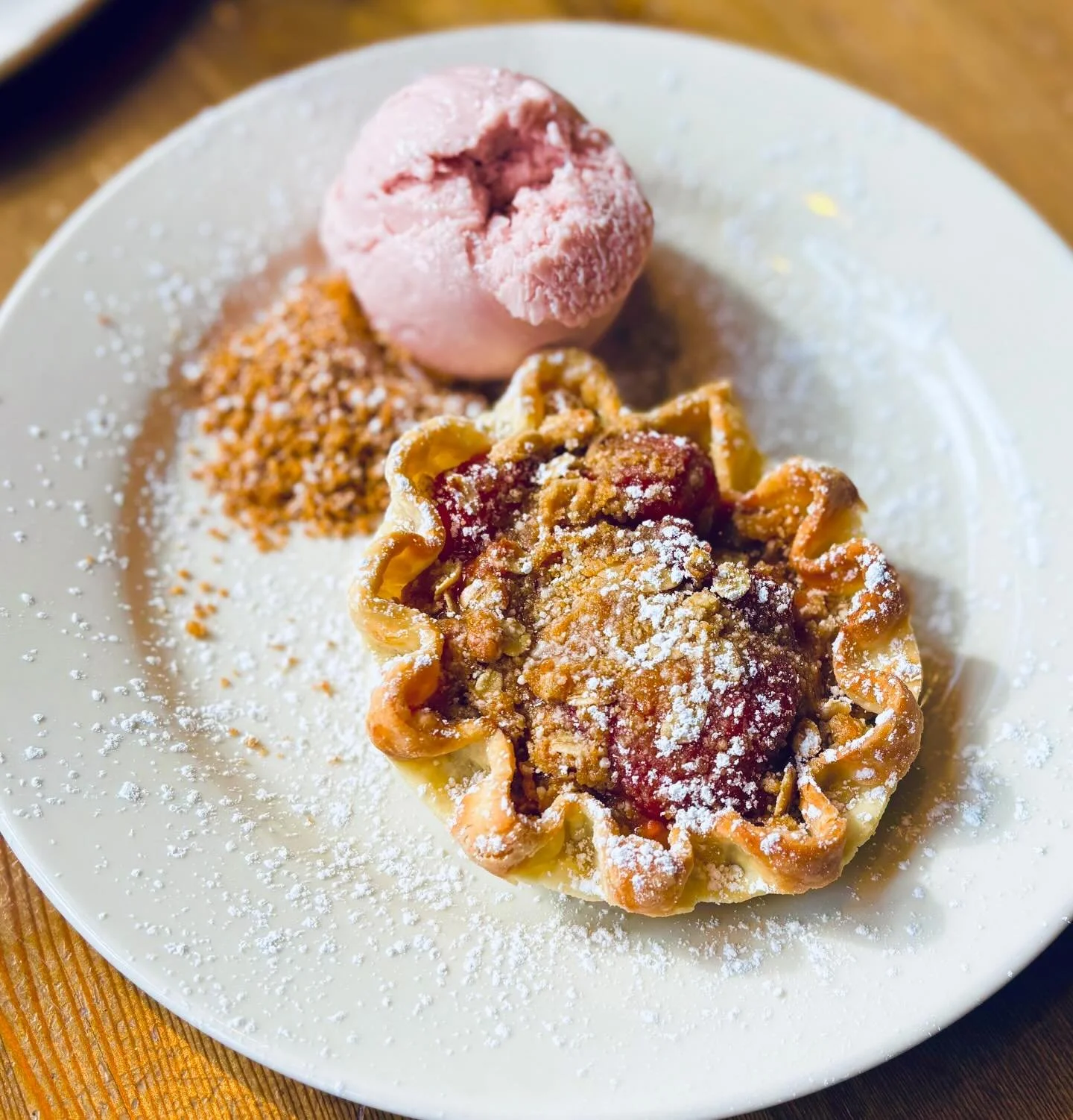 PI DAY (3/14) IS TOMORROW and @il_casale_lexington is debuting a new dessert for the occasion! 🍓🍰

The Strawberry Rhubarb Pie ($16) features strawberry gelato paired with a buttery graham cracker crumble, offering a playful take on the classic pie 