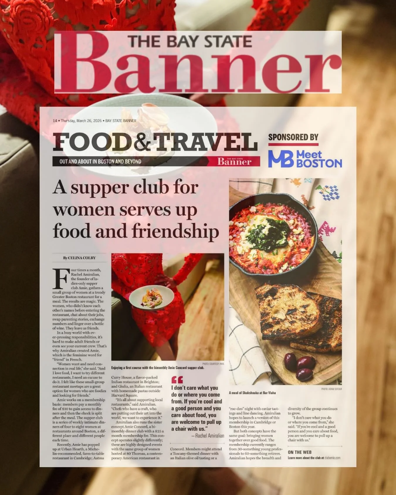 &ldquo;A supper club for women serves up food and friendship&rdquo; ✨

Thank you @baystatebanner for featuring #DPRclient Amie (@clubamie_) in this incredible story.

Join Amie today for $10/month and get access to weekly dinners around Boston, a com